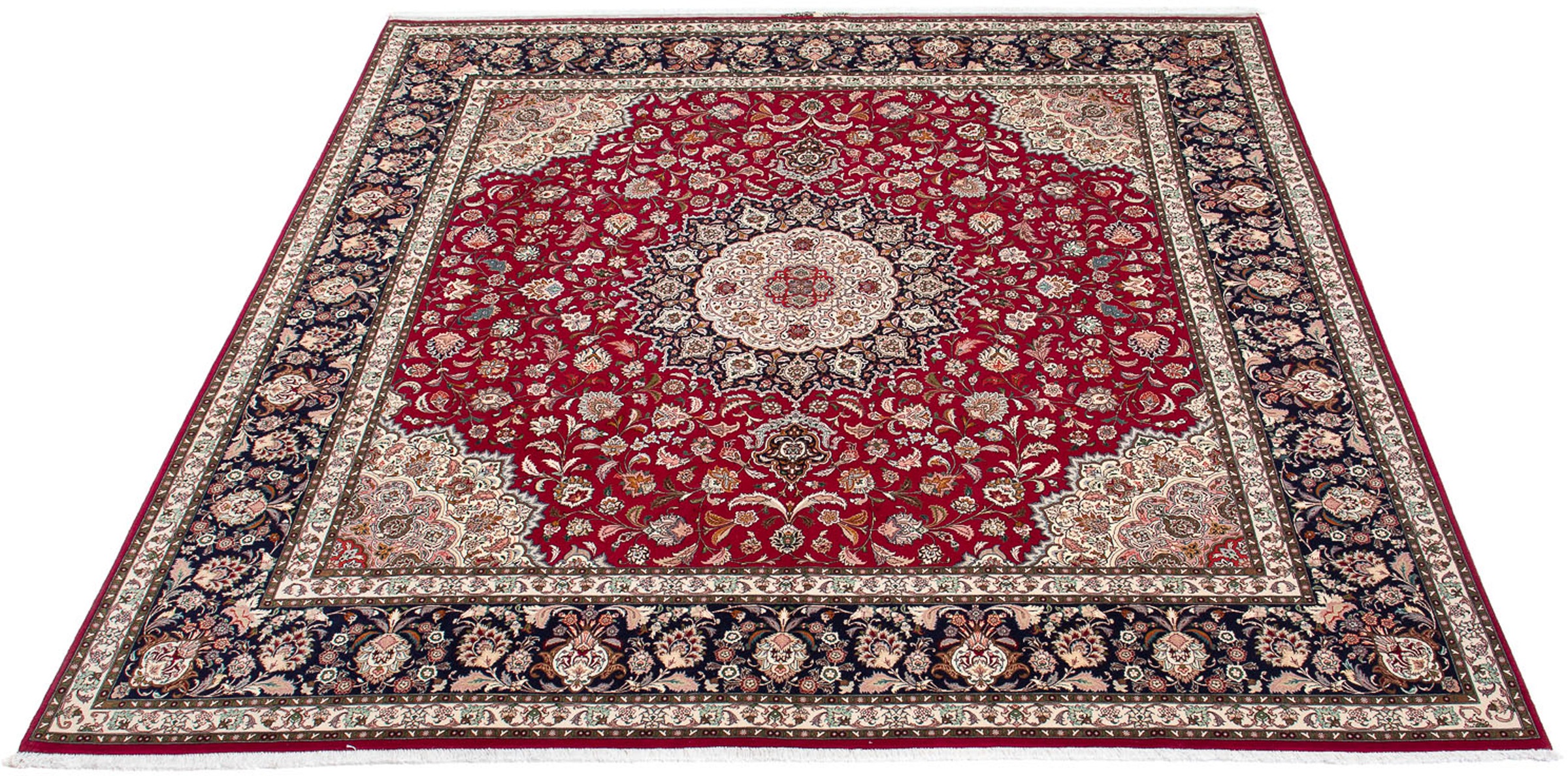 Image of morgenland Orientteppich »Perser - Täbriz - Royal quadratisch - 306 x 302 cm - dunkelrot«, quadratisch, 7 mm Höhe, Wohnzimmer, Handgeknüpft, Einzelstück mit Zertifikat bei Ackermann Versand Schweiz