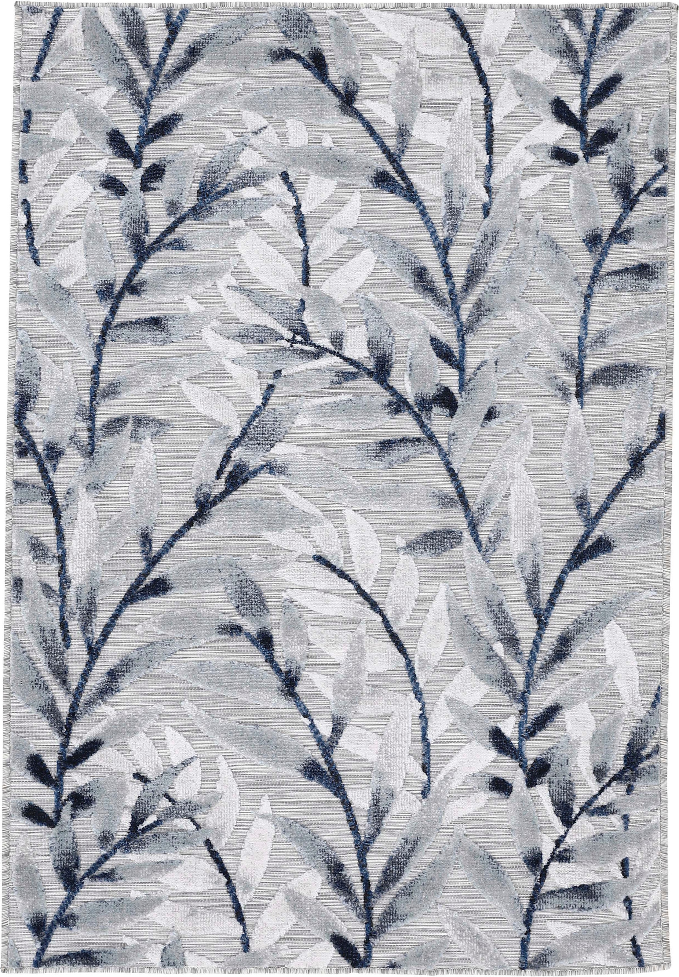 Image of carpetfine Teppich "Deja 100" rechteckig 4 mm Höhe robustes Flachgewebe, Floral Palmenblätter, In- und Outdoor, Läufer