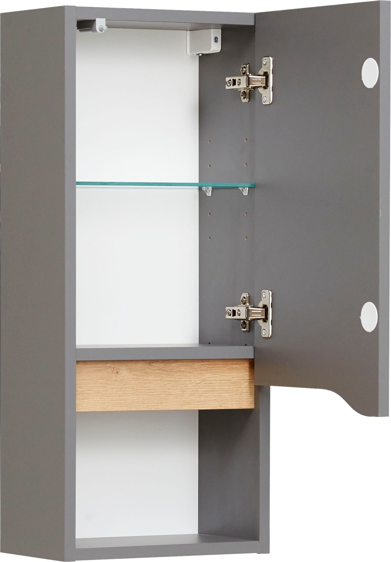 Saphir Hängeschrank »Quickset Wand-Badschrank 30 cm breit mit 1 Tür, 1 offenes Fach« Badezimmer-Hängeschrank inkl. Türdämpfer, grifflos