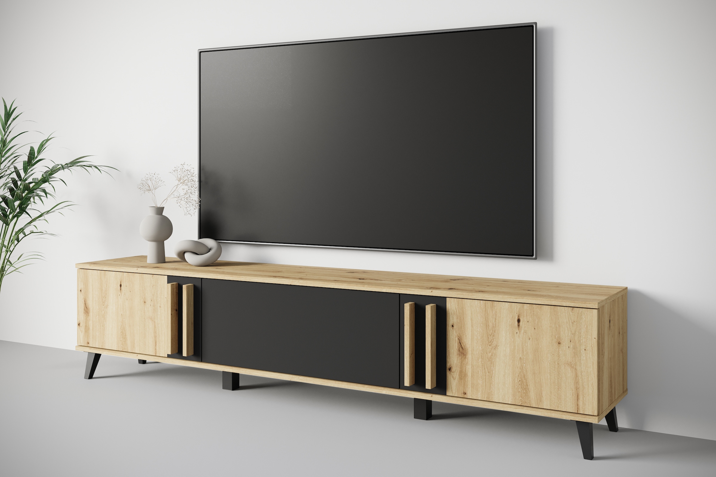 Home affaire Table basse »Helsinki, TV-Kommode Breite 180cm« 1 cuis tlg. design moderne, 3 portes pliantes