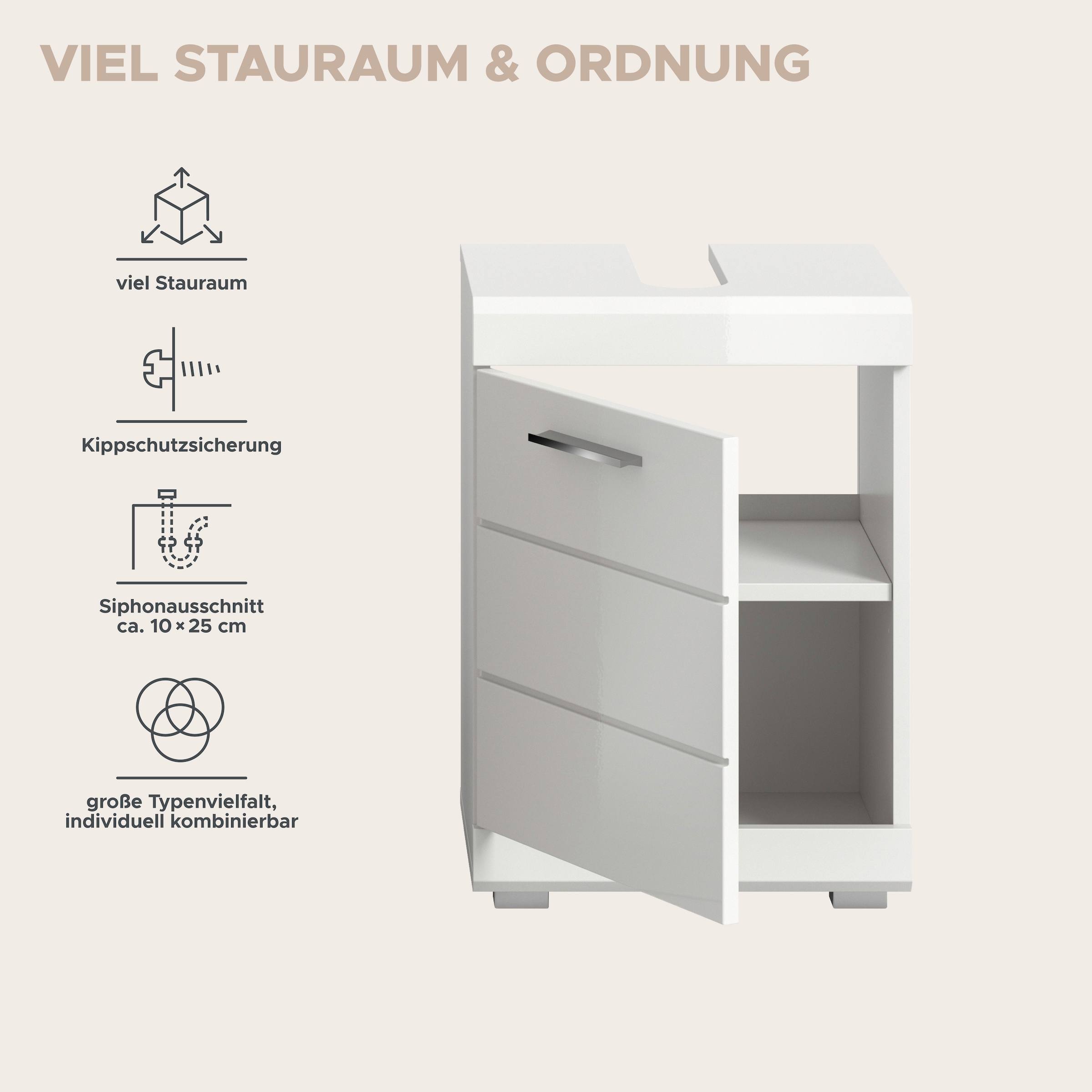 welltime Ensemble de meubles de salle de bain »SIENA, 2-teilig, Waschbeckenunterschrank & Spiegelschrank«