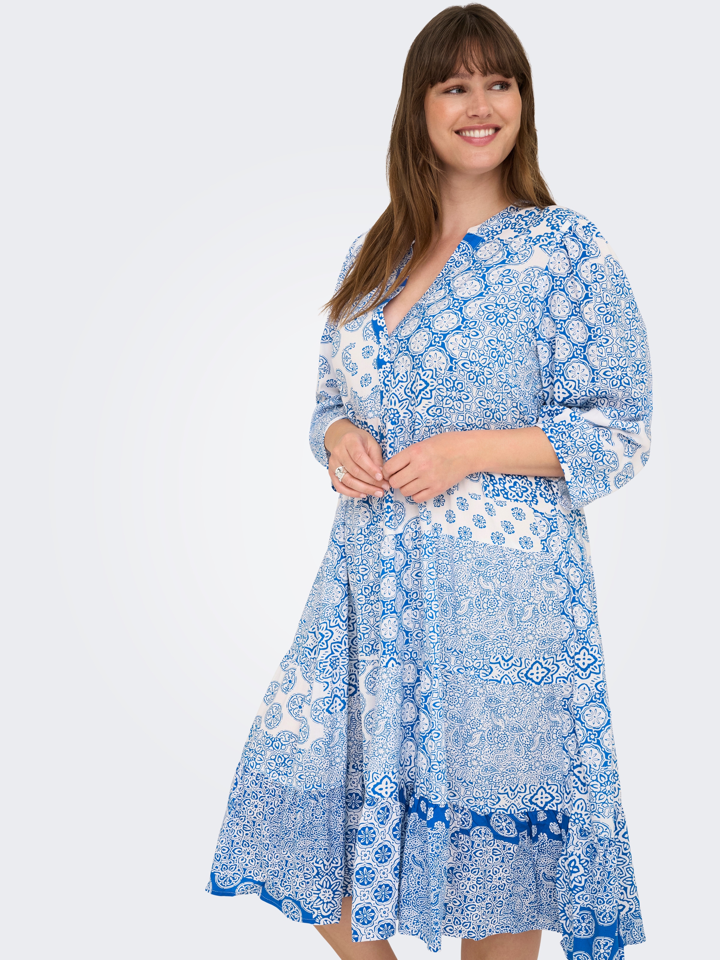Image of ONLY CARMAKOMA Tunikakleid "CARMILANA 3/4 DRESS WVN NOOS" Sommerkleid
