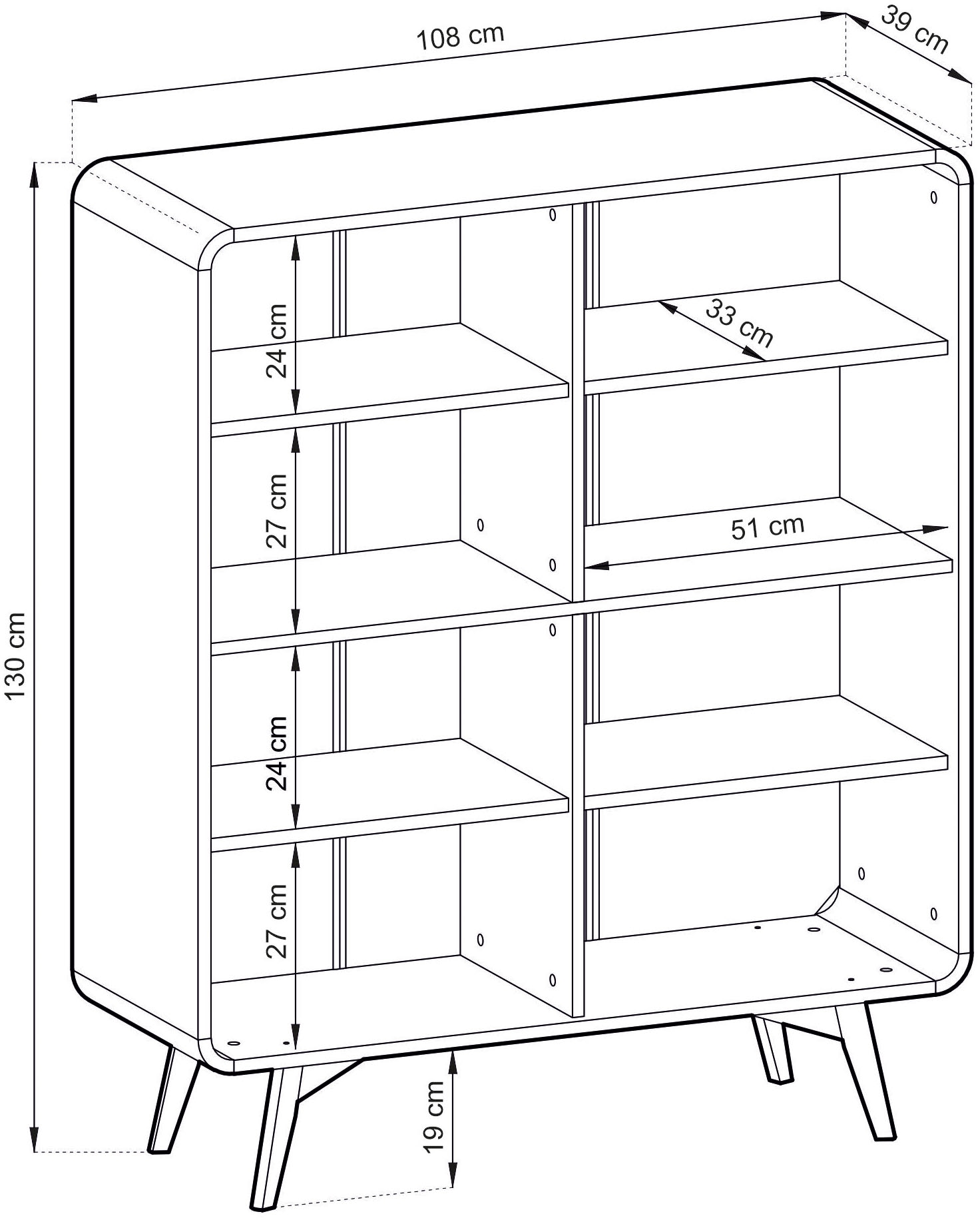 Home affaire Highboard »Torsby, moderner Schrank, Stauraumelement in Eiche Natur, 108 cm breit« abgerundete Ecken, ausreichend Stauraum, vielseitig einsetzbar
