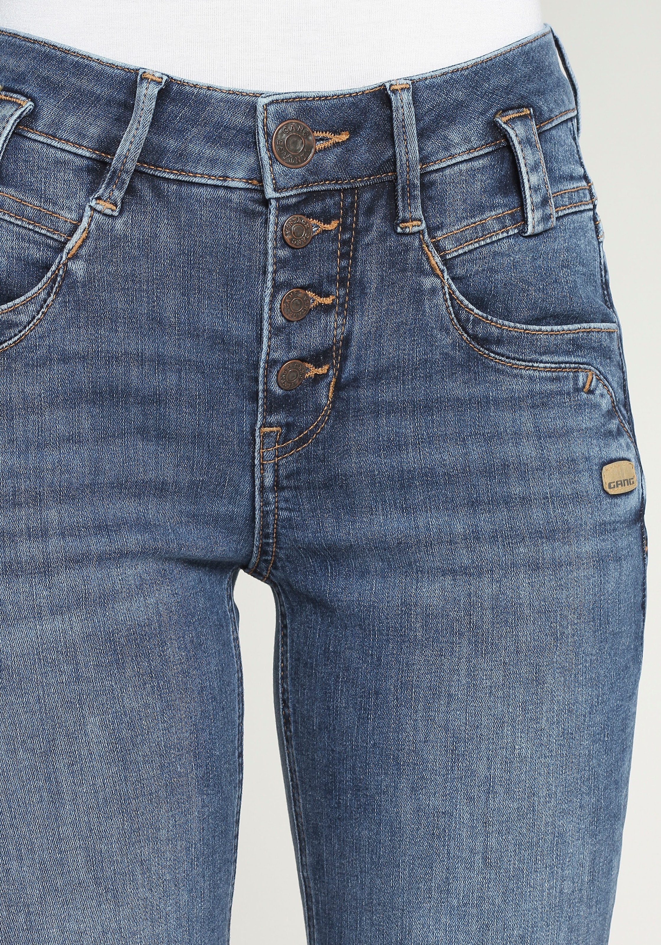 ♕ GANG Slim-fit-Jeans »94CARLI«, mit offener Knopfleiste versandkostenfrei  auf
