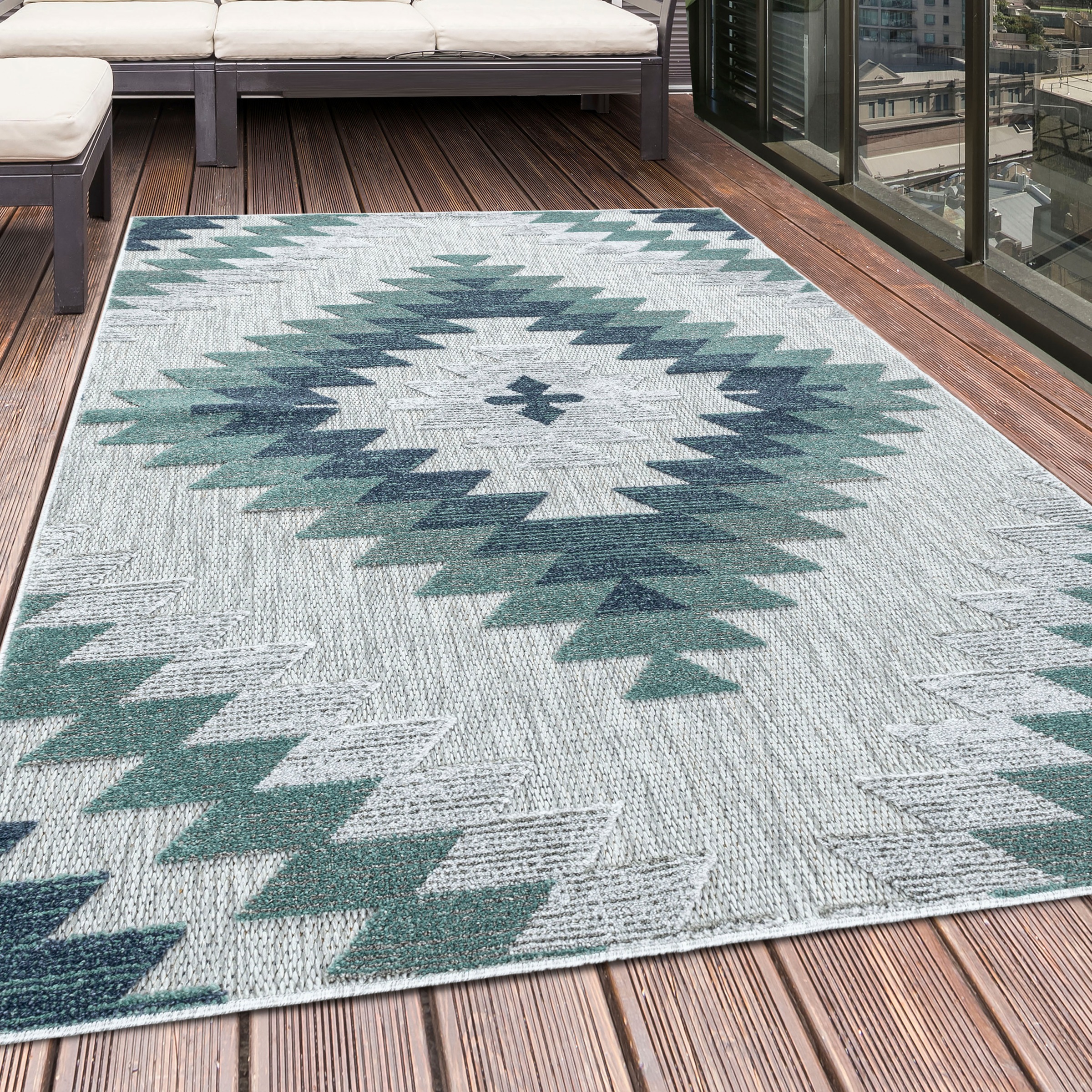 Image of Ayyildiz Teppiche Teppich "BAHAMA 5154" rechteckig 8 mm Höhe Läufer, Flachflor mit Hoch-Tief-Struktur, In-und Outdoor geeignet