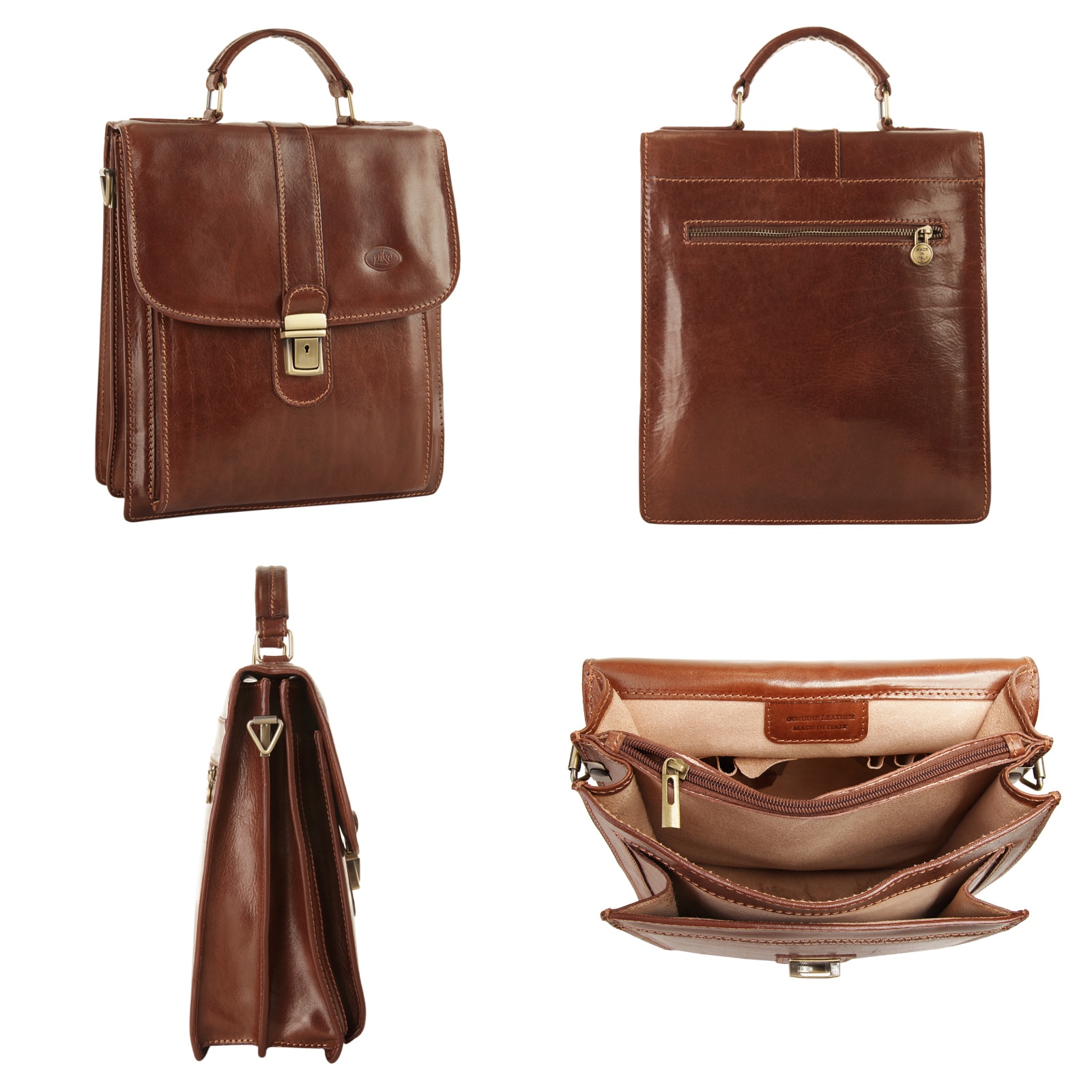 Piké Umhängetasche, echt Leder, Made in Italy