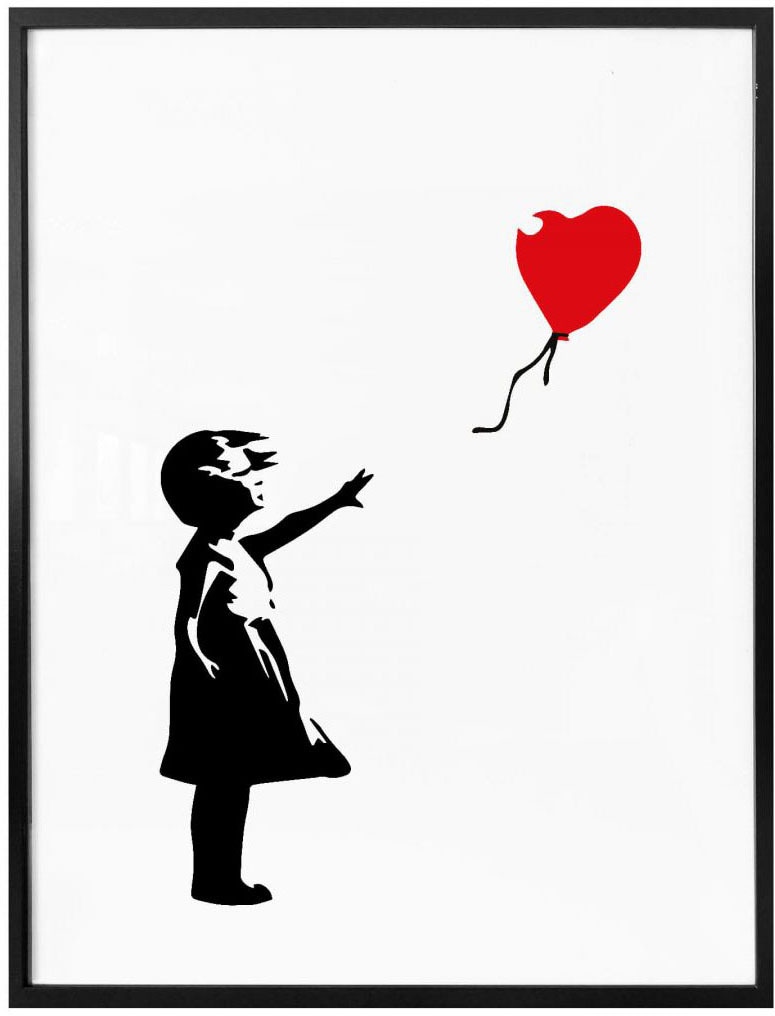 Menschen, Bilder kaufen Poster, red Wandposter St.), Poster günstig Wall-Art Bild, with Girl »Graffiti balloon«, Wandbild, (1 the