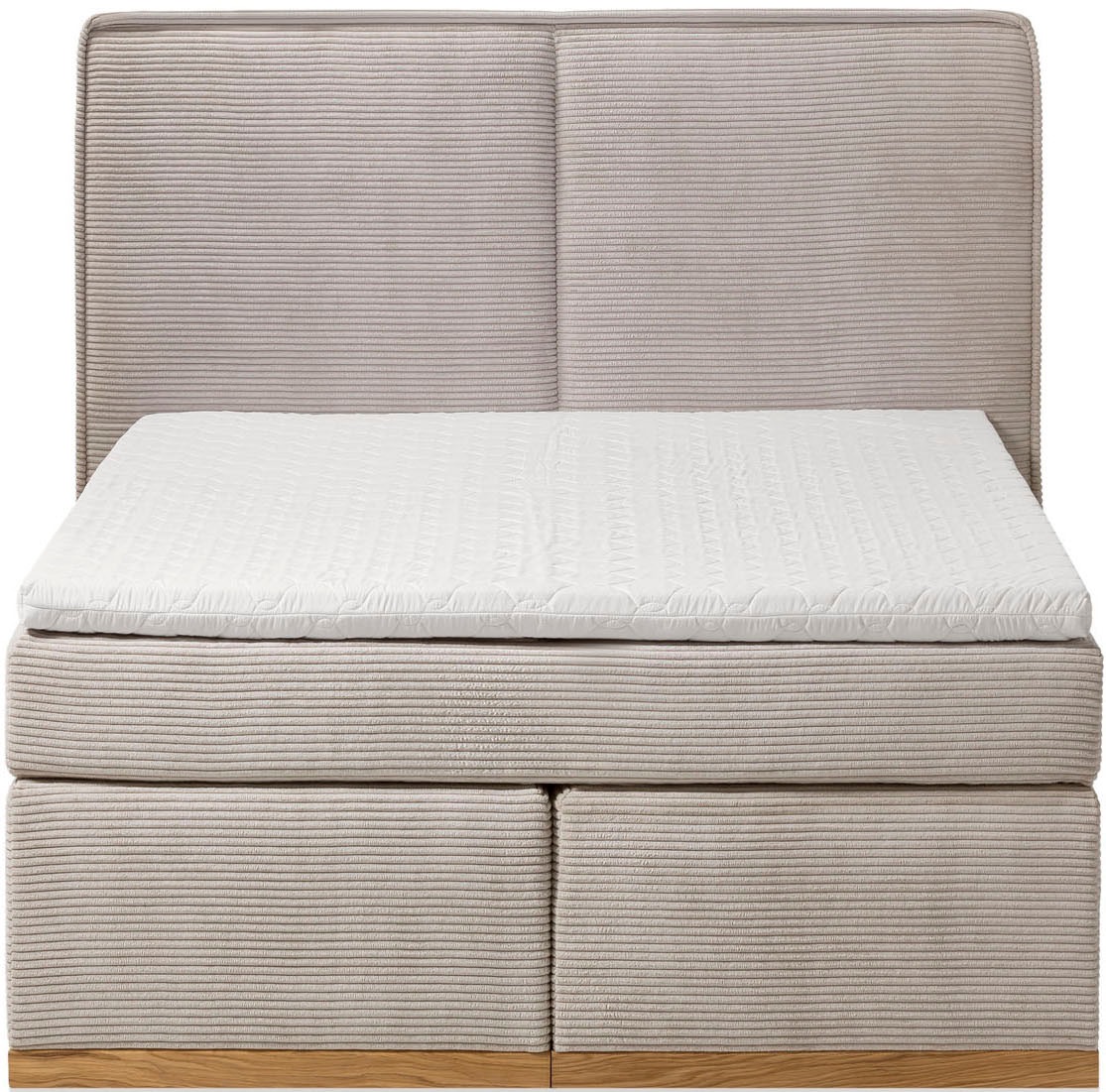 Home affaire Boxspringbett »SHERWOOD Hotelbett, Polsterbett«, Hochwertiger Cord,weiche Velours-Struktur, mit Topper, Eiche