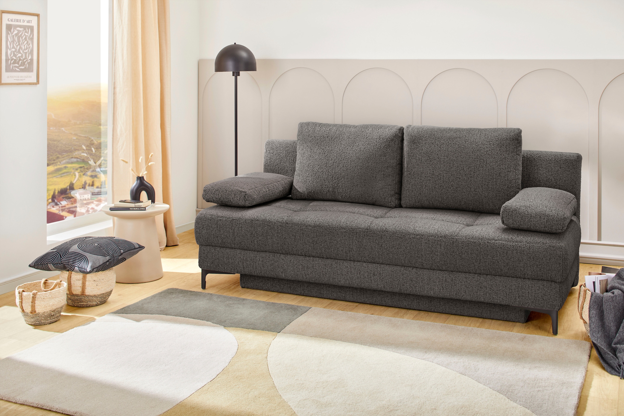 Jockenhöfer Gruppe Canapé-lit »Felix, B: 205 cm, Liegefl. 155x201 cm, Dauerschlafsofa, inkl. Topper« Incluant fonction couchage et coffre de lit, garnissage à ressorts
