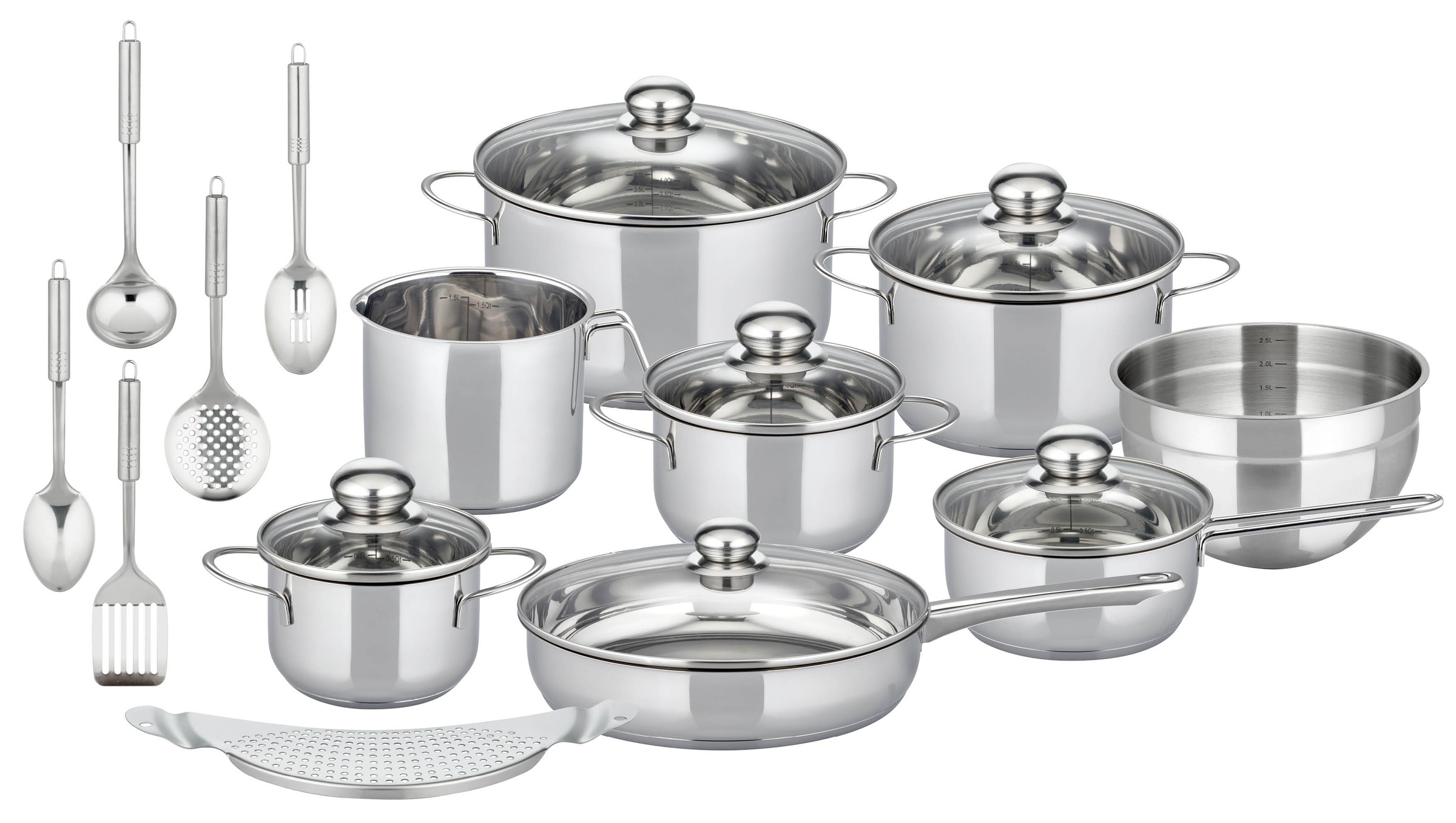 Elo Basic Topf-Set "Prima Tavola Edelstahl Topfset 20-teilig" Set, 20 Stk. tlg. Edelstahl 201