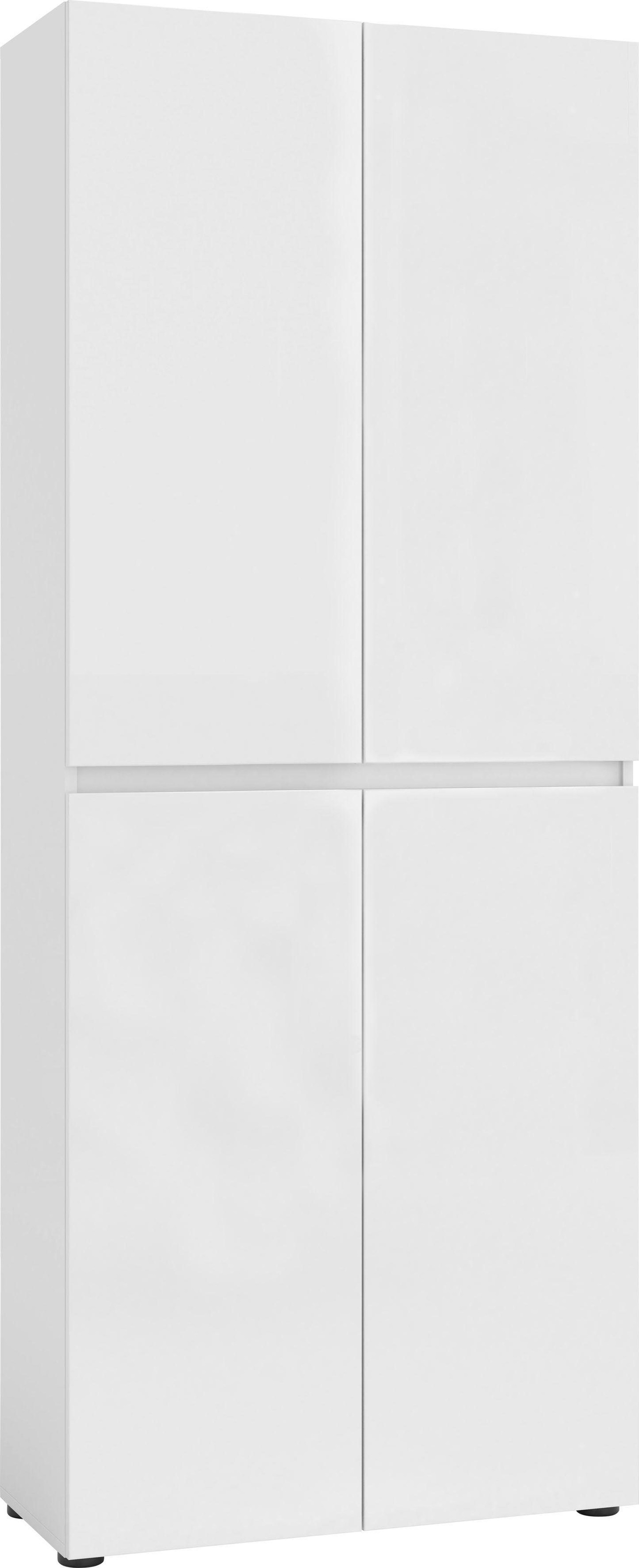 Image of Home affaire Schuhschrank "MISTER- Schuhregal, Made in Italy, 12 Fächer, 10 Einlegeböden" Hochglanz lackiert,Breite 80 cm, Höhe 200 cm, 4 Türen, wendbare Blende