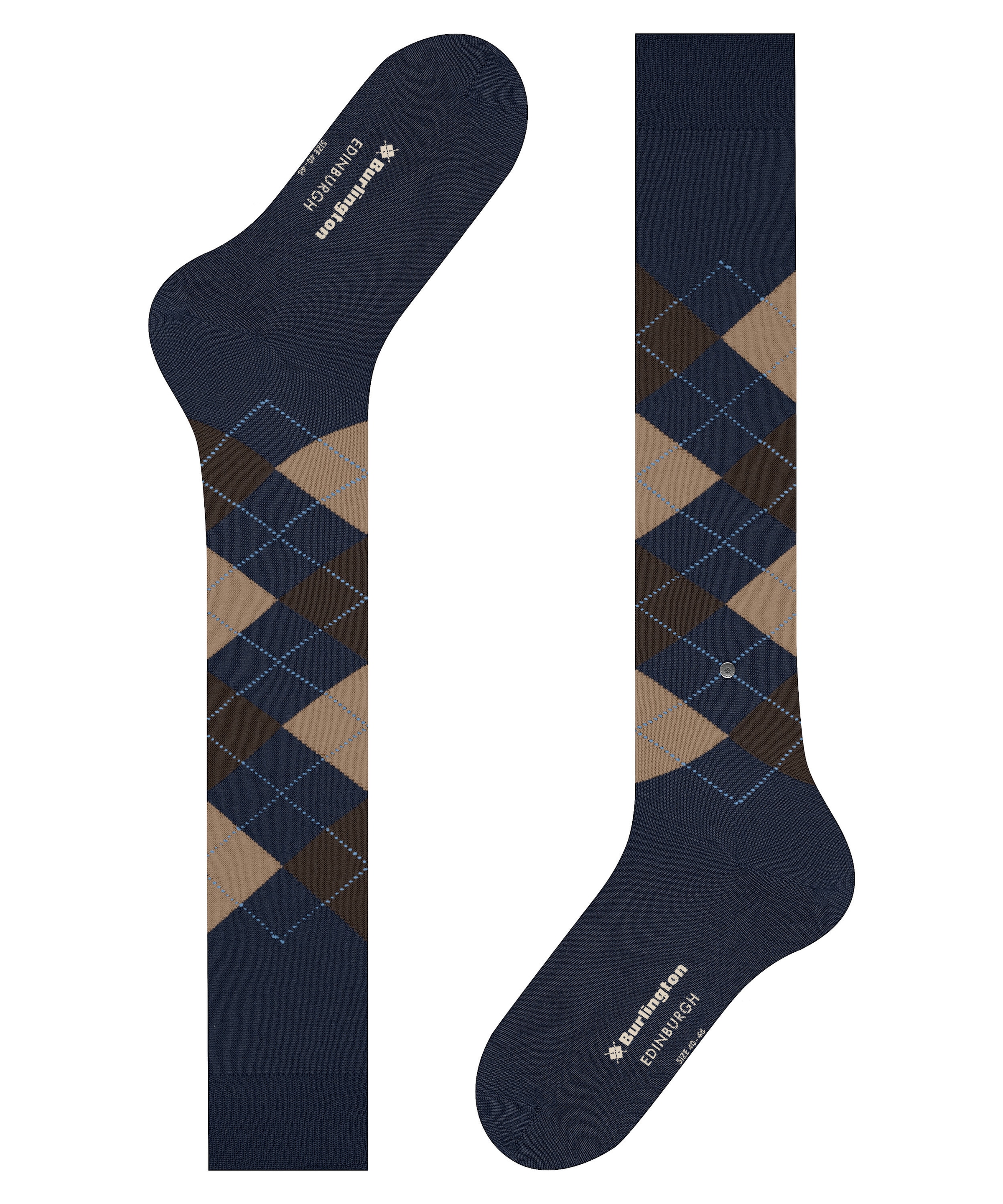 Burlington Mi-bas »Edinburgh« Taille unique 40-46, mélange de laine chaud, motif argyle