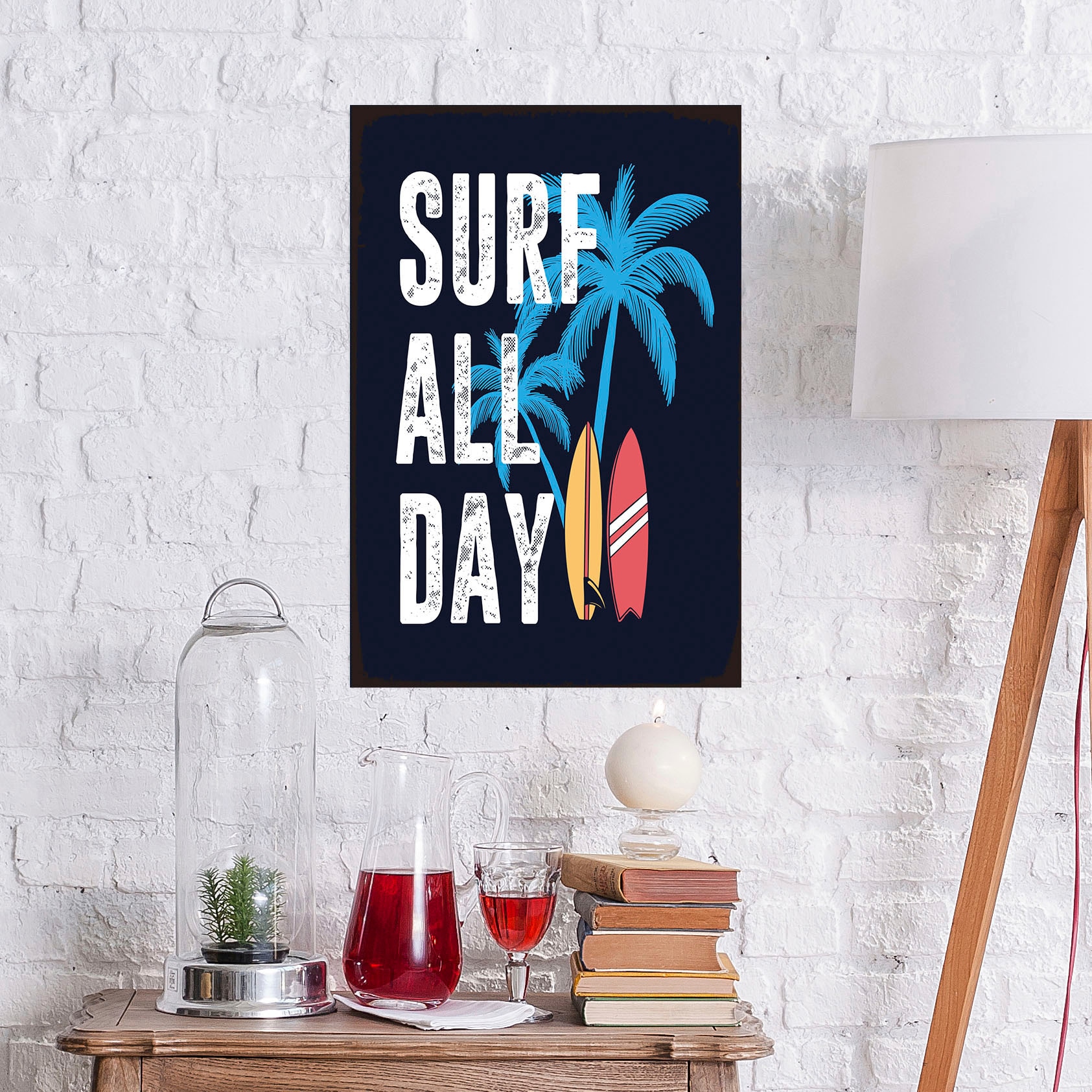 Image of queence Metallbild "Surf All Day" 1 Stk. tlg. Stahlschilder