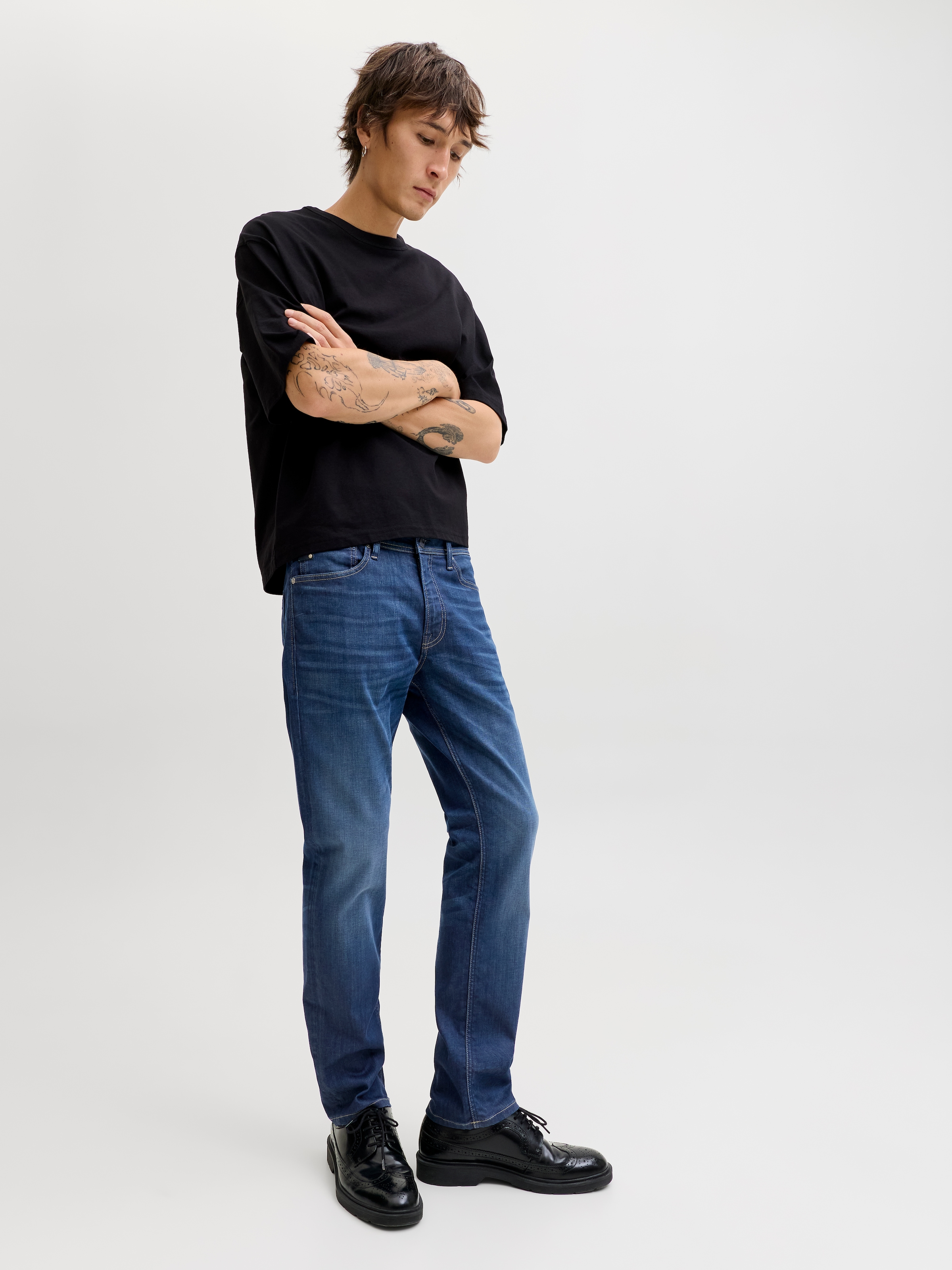 Jack & Jones Jeans coupe régulière »JJICLARK mit Used-Look und Stretch für den Alltag« avec effets d'usure