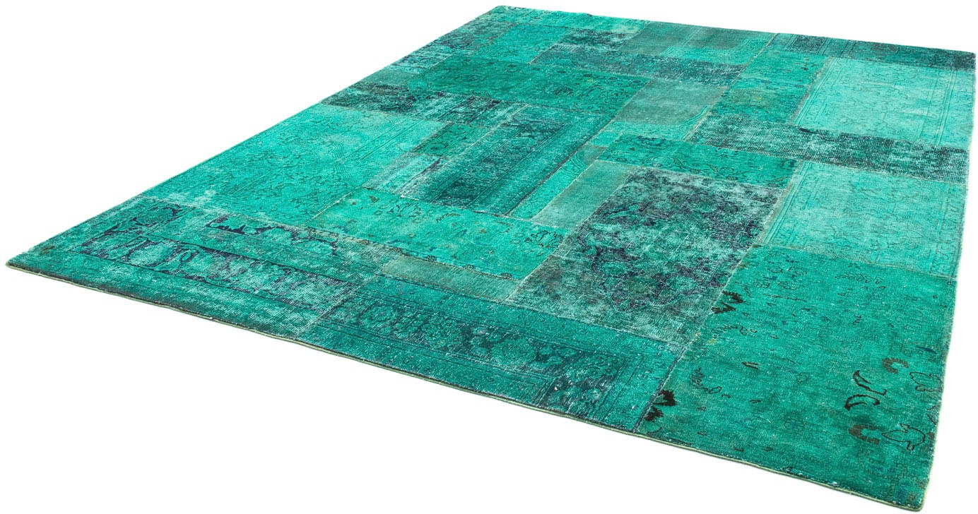Teppich »Patchwork - 297 x 231 cm - türkis«, rechteckig, Wohnzimmer, Handgeknüpft,...