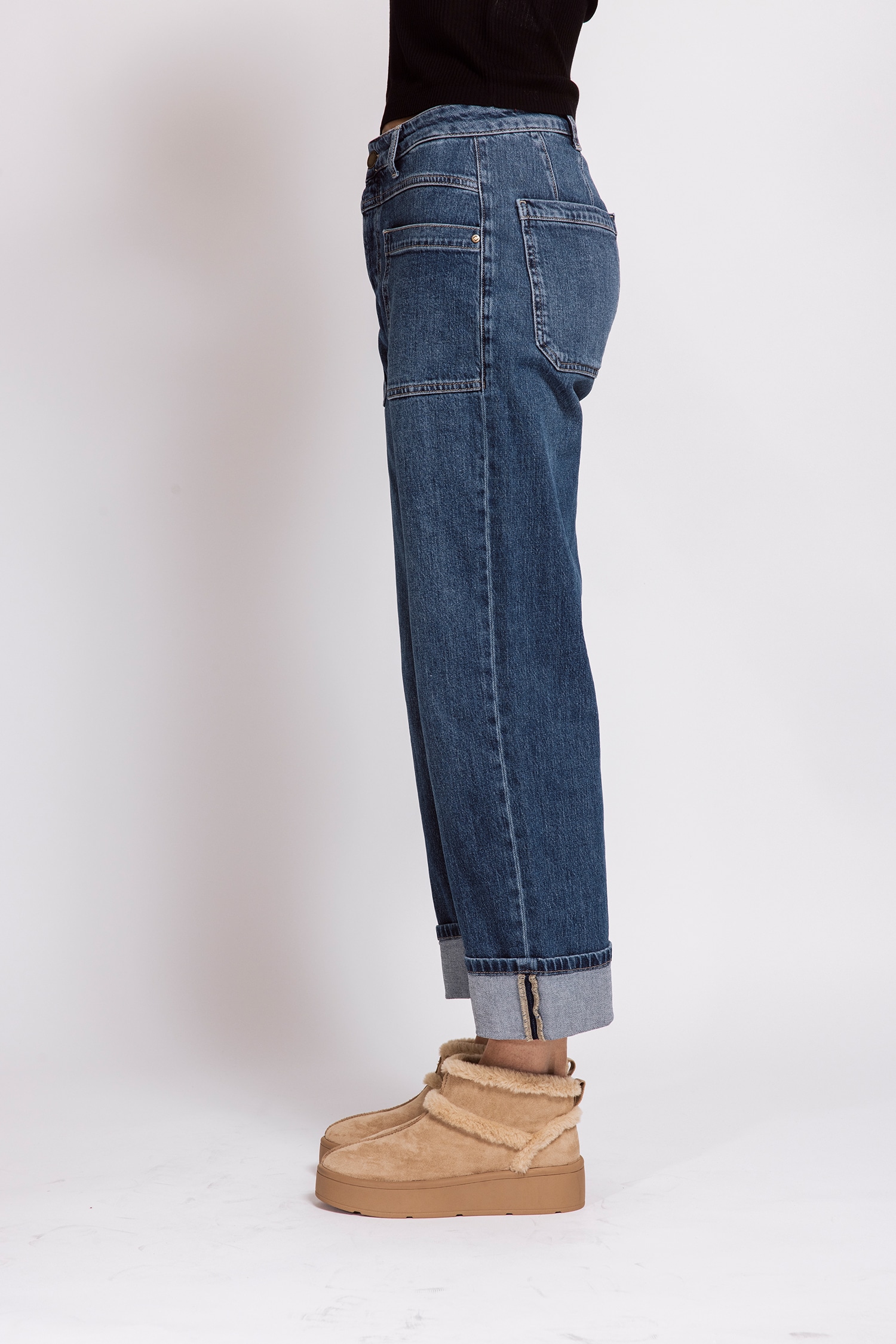 Zhrill Jeans large »KARLI« jeans avec revers, en mélange de coton avec élasthanne
