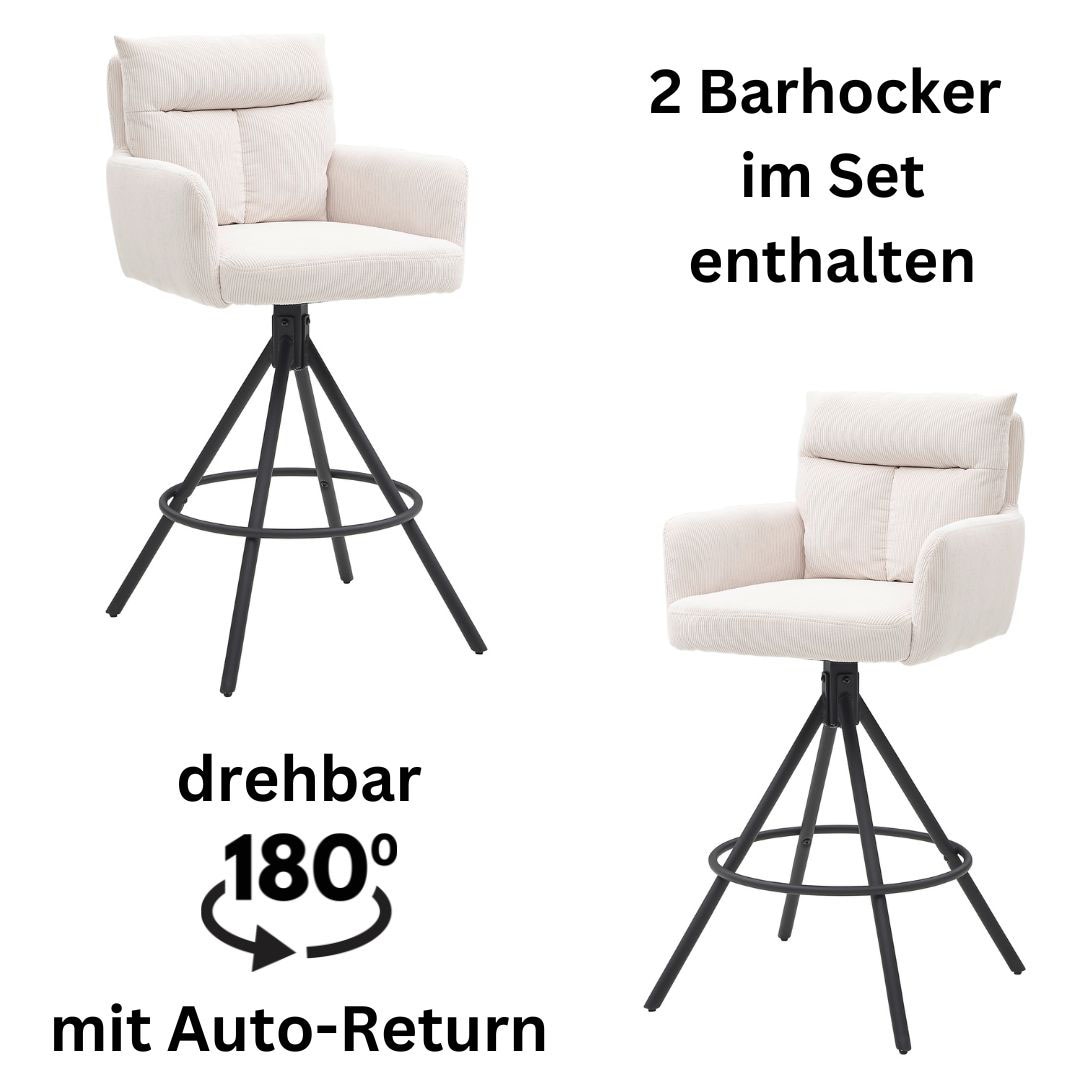 Image of Stolkom Barhocker "Sofia" Set, 2 Stk. tlg. Komfortsitzhöhe 70 cm, 180drehbar Auto Return funktion