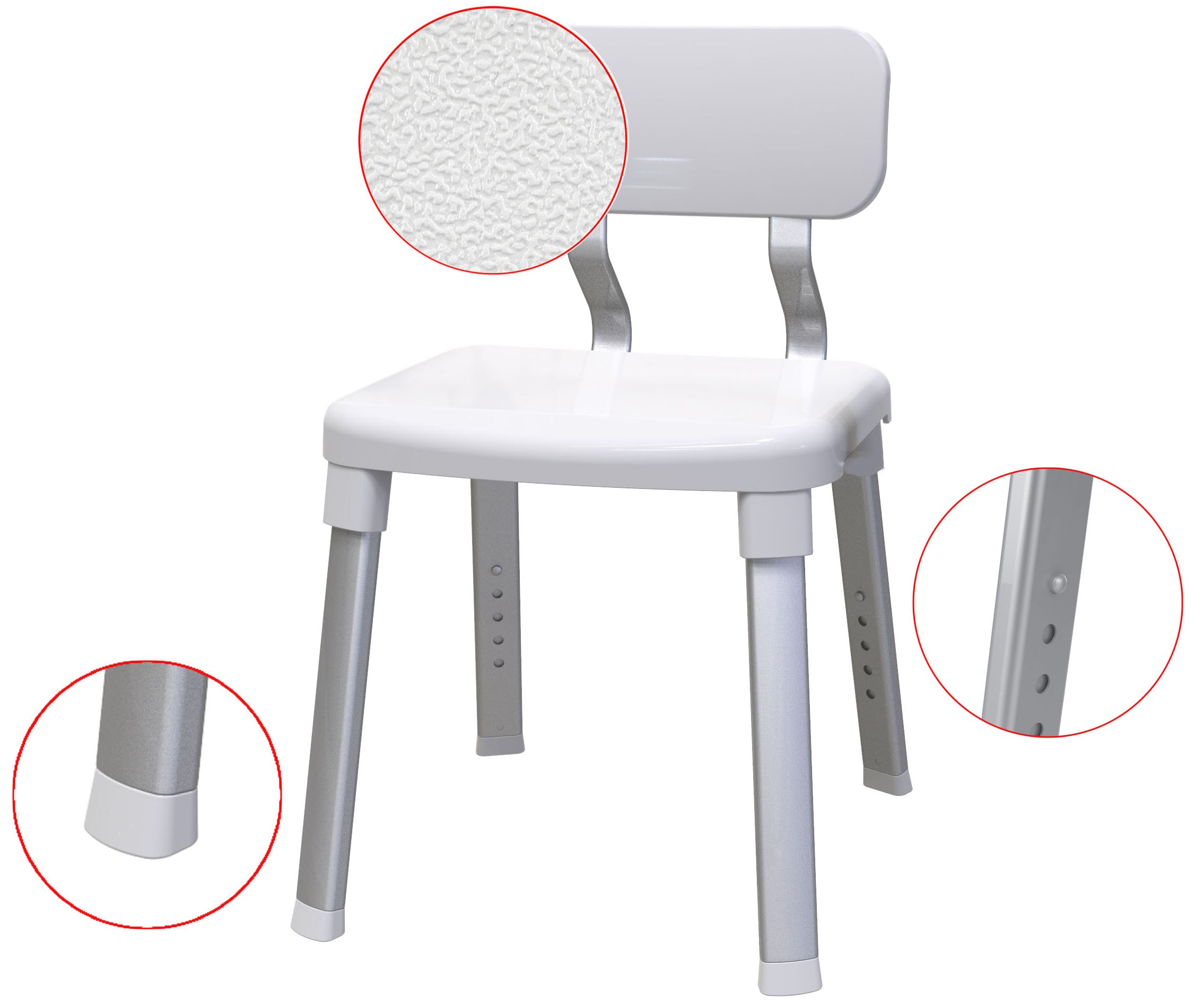 Bischof Dusch- und Badhocker »Splash Comfort« Mit Rückenlehne, Höhenverstellbar, TÜV/GS