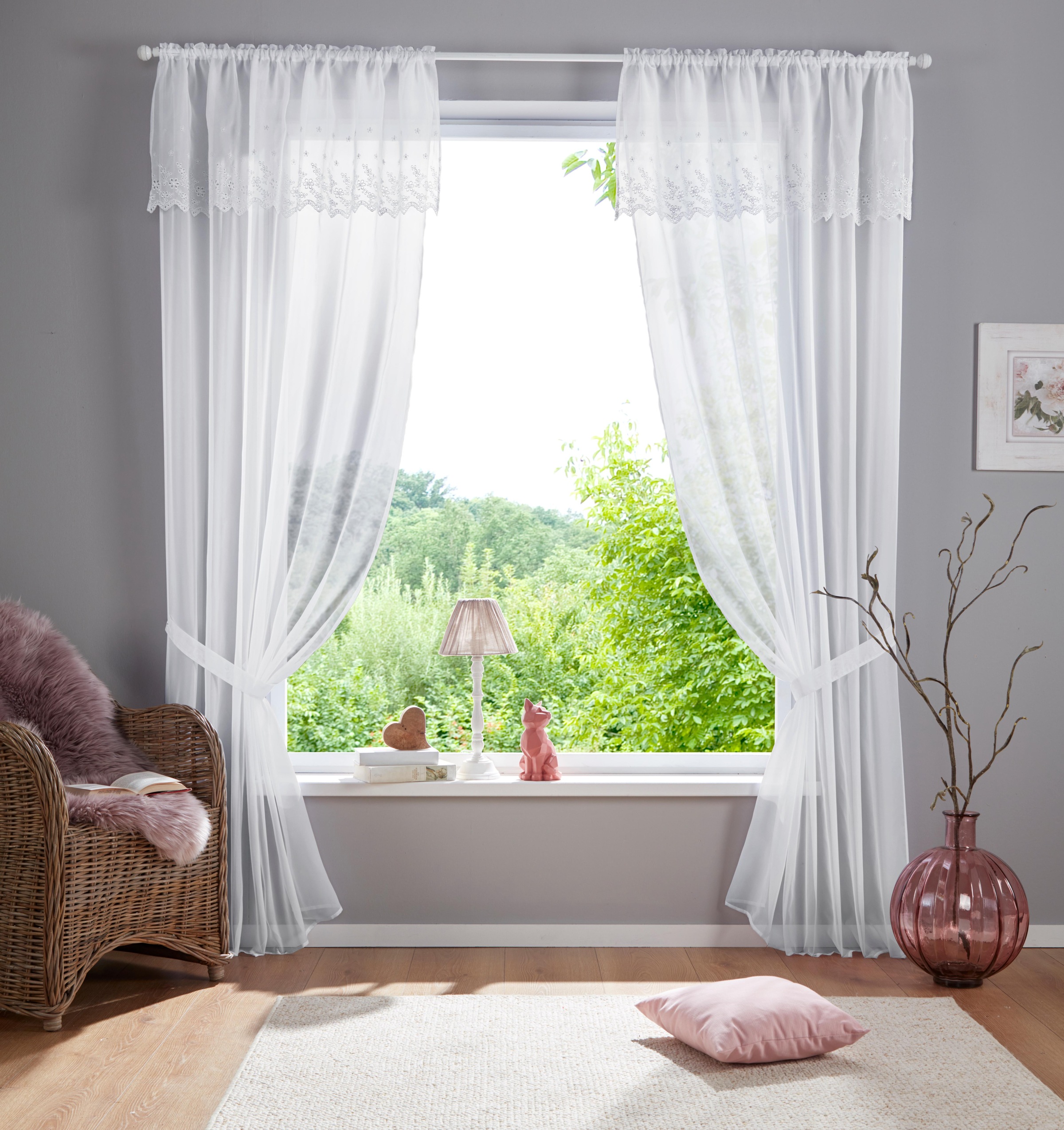 Image of Home affaire Gardine »Janina«, (1 St.), transparent, mit doppellagiger Bordüre & Raffhalter bei Ackermann Versand Schweiz