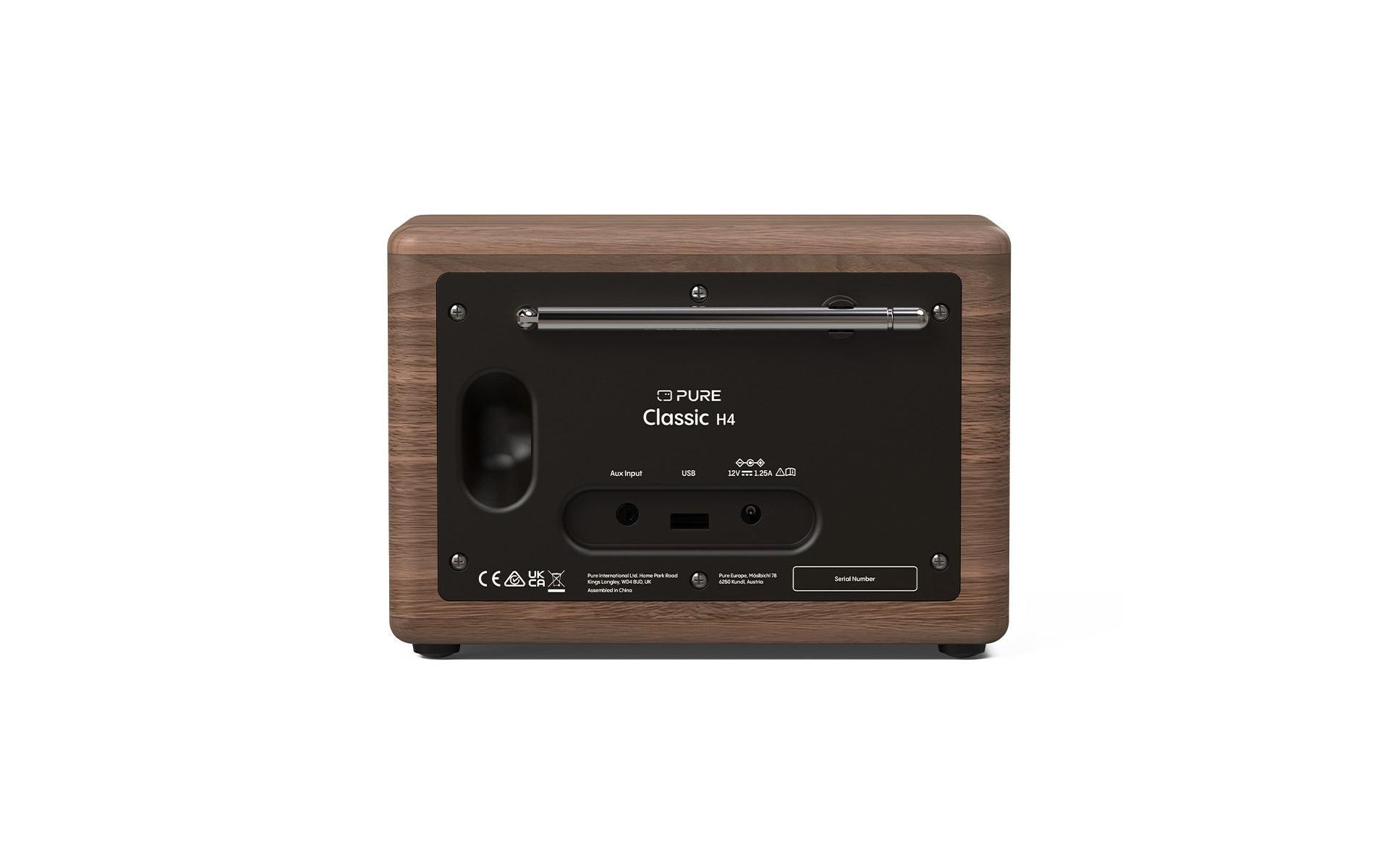 Pure Digitalradio (DAB+) »Classic H4 Walnuss/Schwarz«, (Bluetooth Digitalradio (DAB+)-FM-Tuner 10 W)
