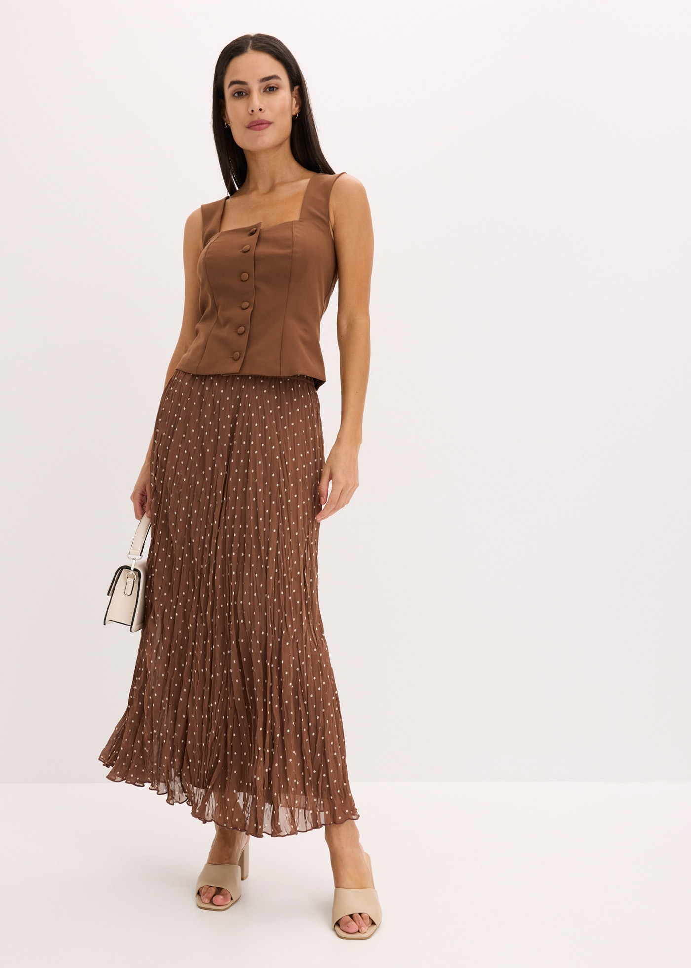 bonprix Jupe plissée mit Elastikbund, in A-Linie, mit Crash-Optik