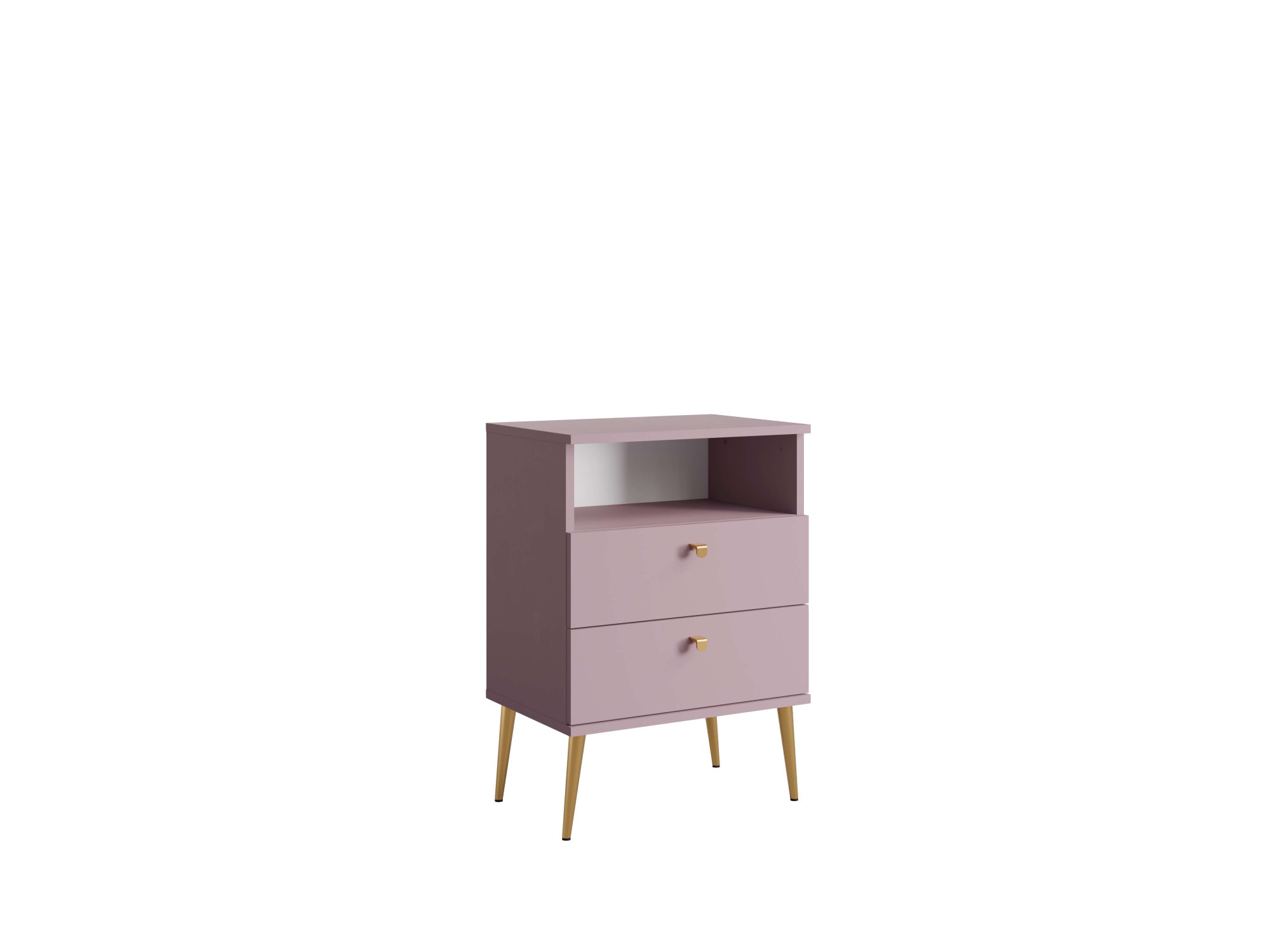 INOSIGN Nachttisch »Elyria, Metallgriffe, FSC-zertifizierter Holzwerkstoff«, (Nachtkommode B/T/H 50/34/69cm), mit 2 Schubladen, 1 offenes Fach, viele Farben mit goldfarbenfb. Details