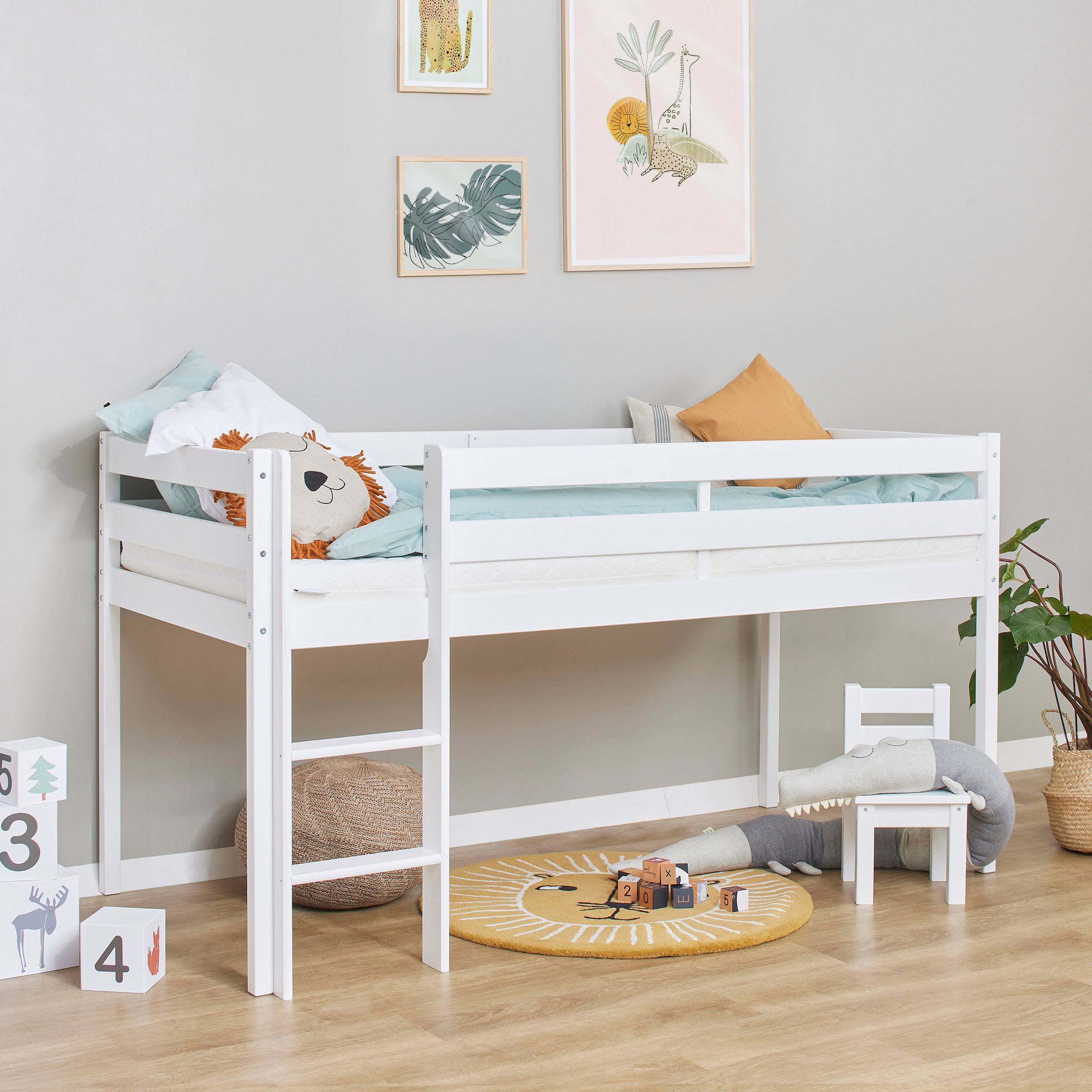 Hoppekids Spielbett »ECO COMFORT, Hochbett, in 2 Einzelbetten teilbar«, Höhe 72cm, Farbe & Grösse & Matratze