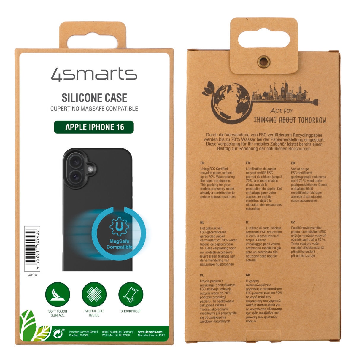 4smarts Handyhülle »Silikon Case Cupertino für Apple iPhone 16«, Backcover, Schutzhülle, Handyschutzhülle, Case, Schutzcase, stossfest