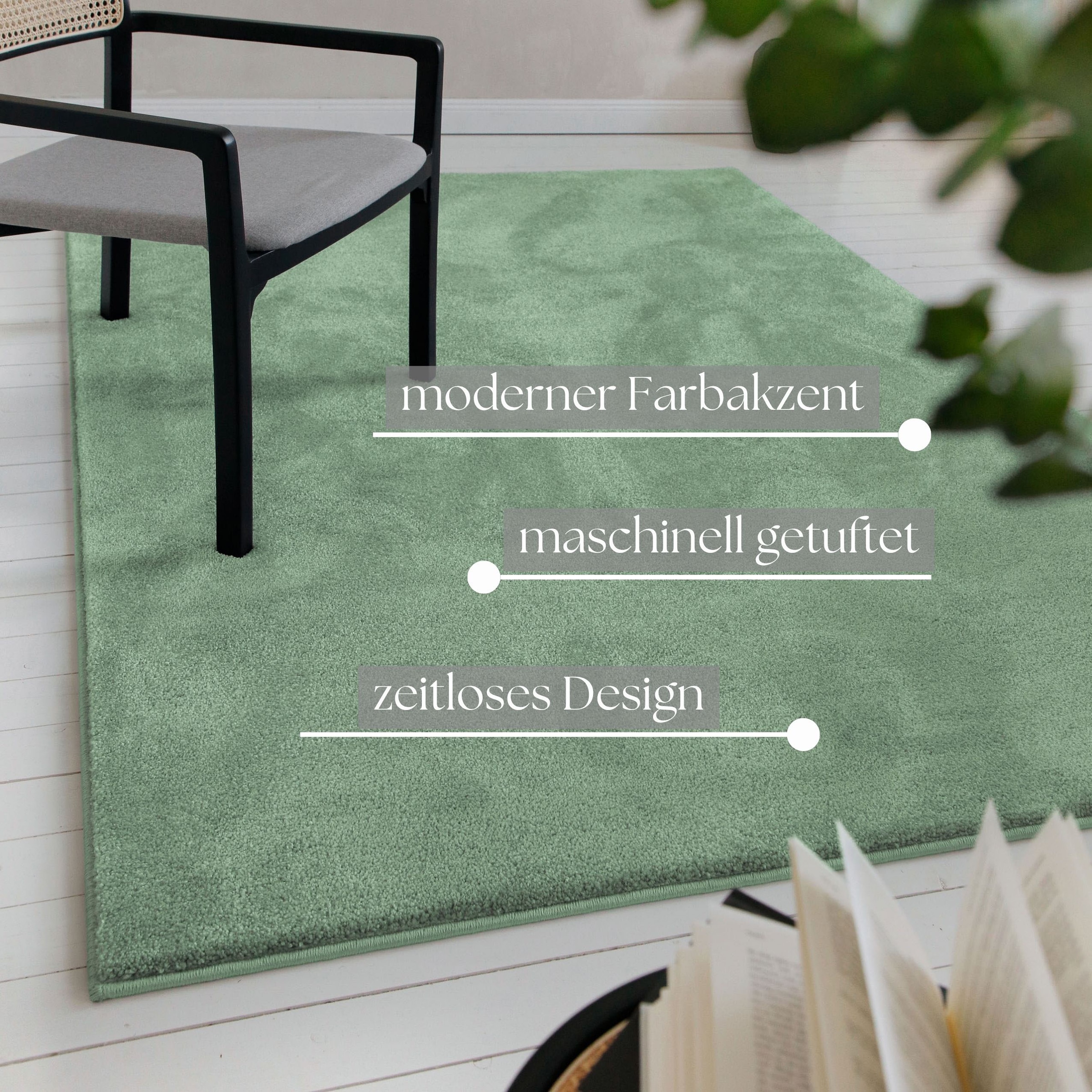 GOODproduct Tapis »Lisbea« Rectangulaire 17 mm Höhe moderner dichter weicher Kurzflorteppich, Wohnzimmer, Schlafzimmer