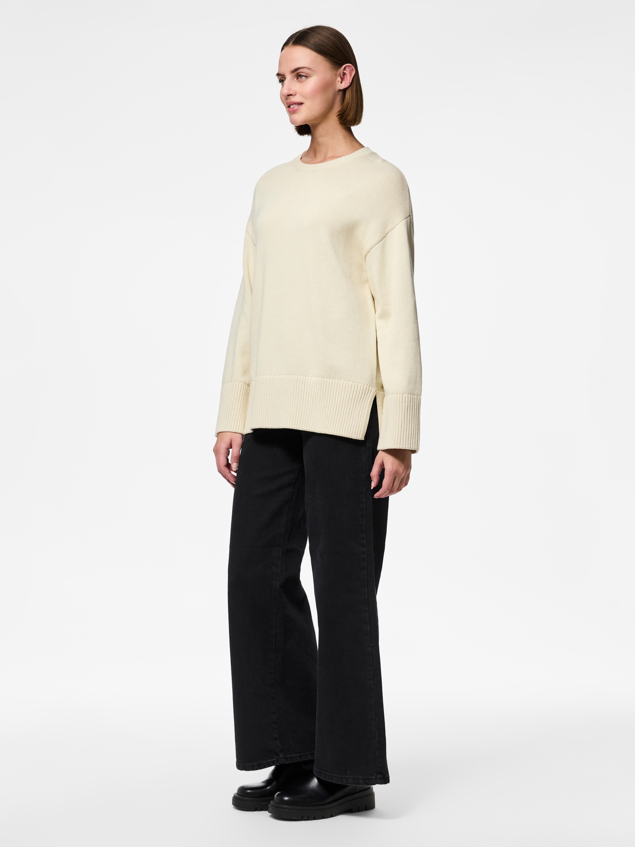 pieces Pull à col rond »PCAVA LS O-NECK SLIT KNIT NOOS«