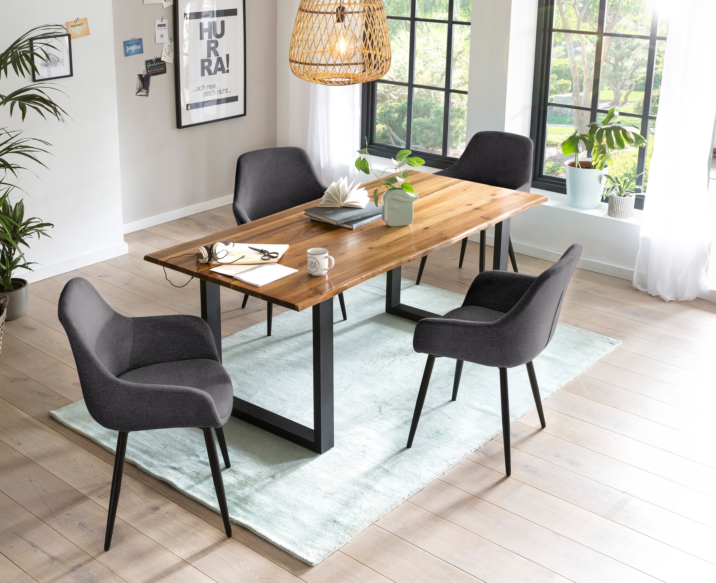 Image of SalesFever Essgruppe "- stilvolles Design" Set, 5 Stk. tlg. 5-teiliges Set mit authentischer Baumkanten-Tischplatte
