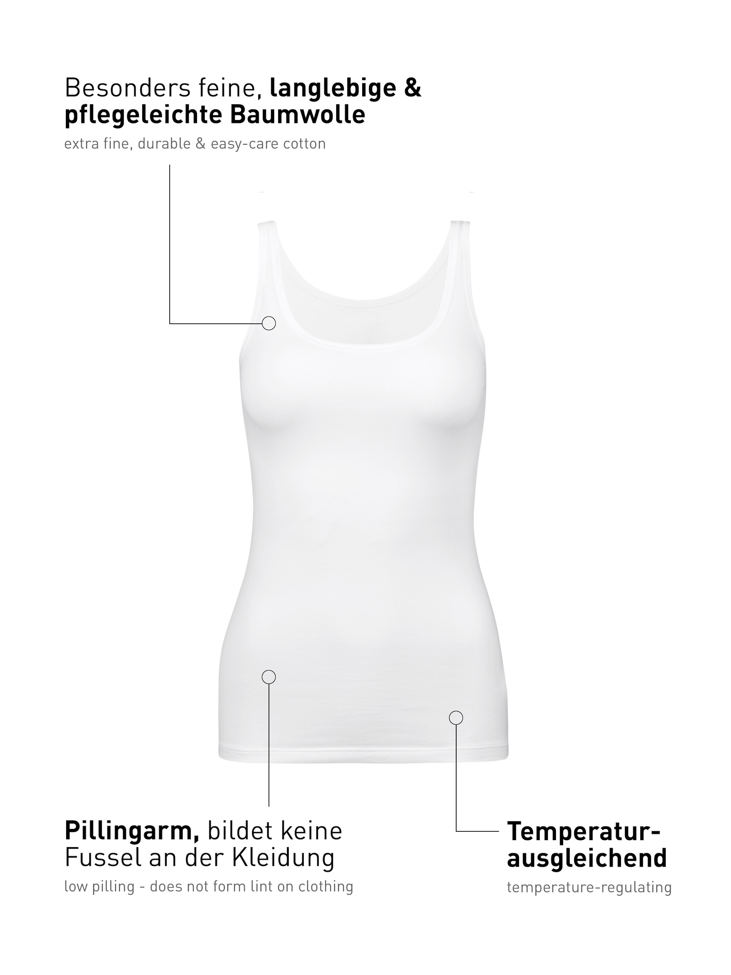 CALIDA Tanktop »Natural Comfort« elastisch, pillingarm, weich, Single Jersey Qualität, atmungsaktiv