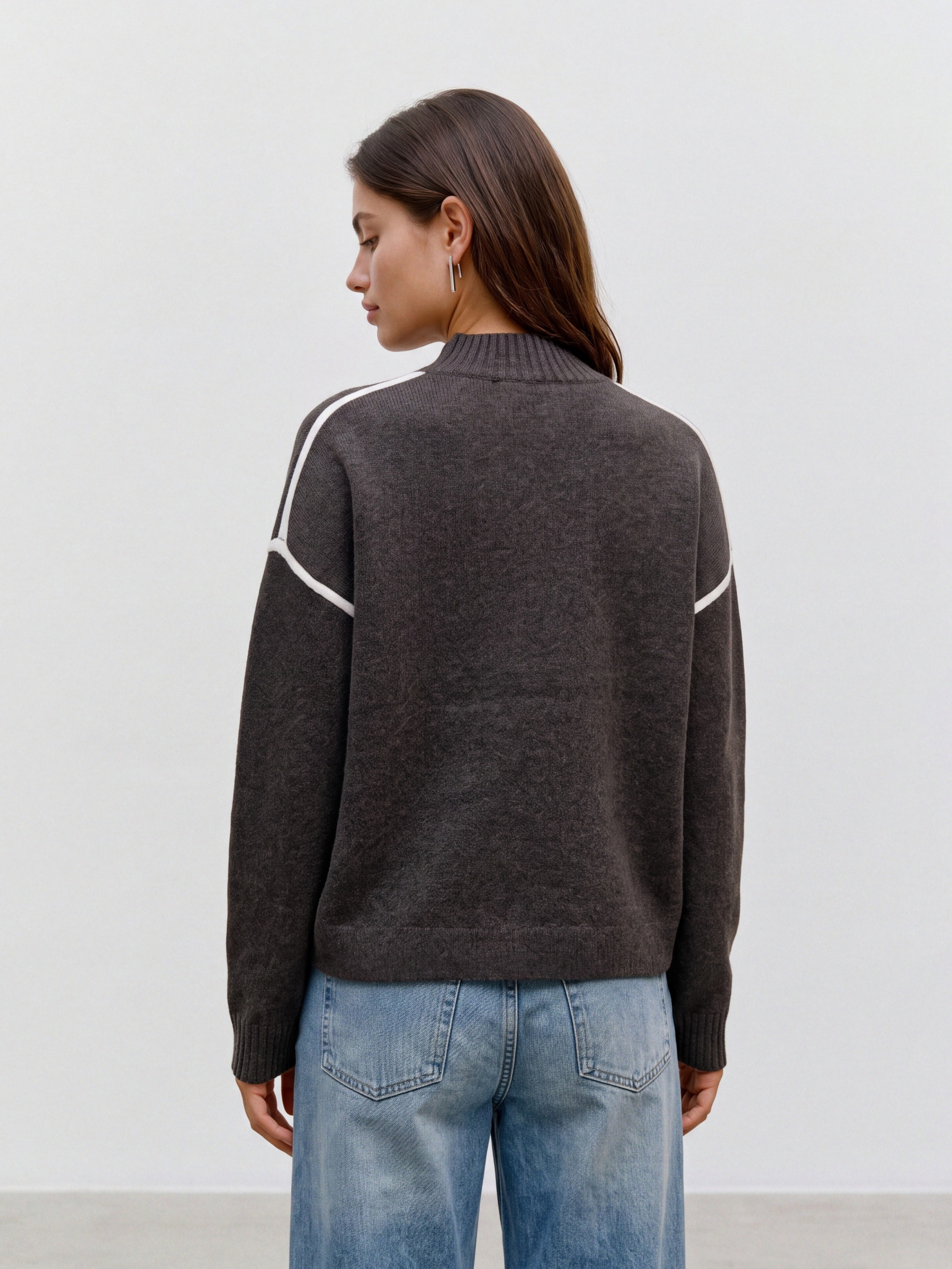Vero Moda Pull en tricot »VMBOOM LS HIGHNECK PIPING PULLOVER NOOS« mélange de matériaux