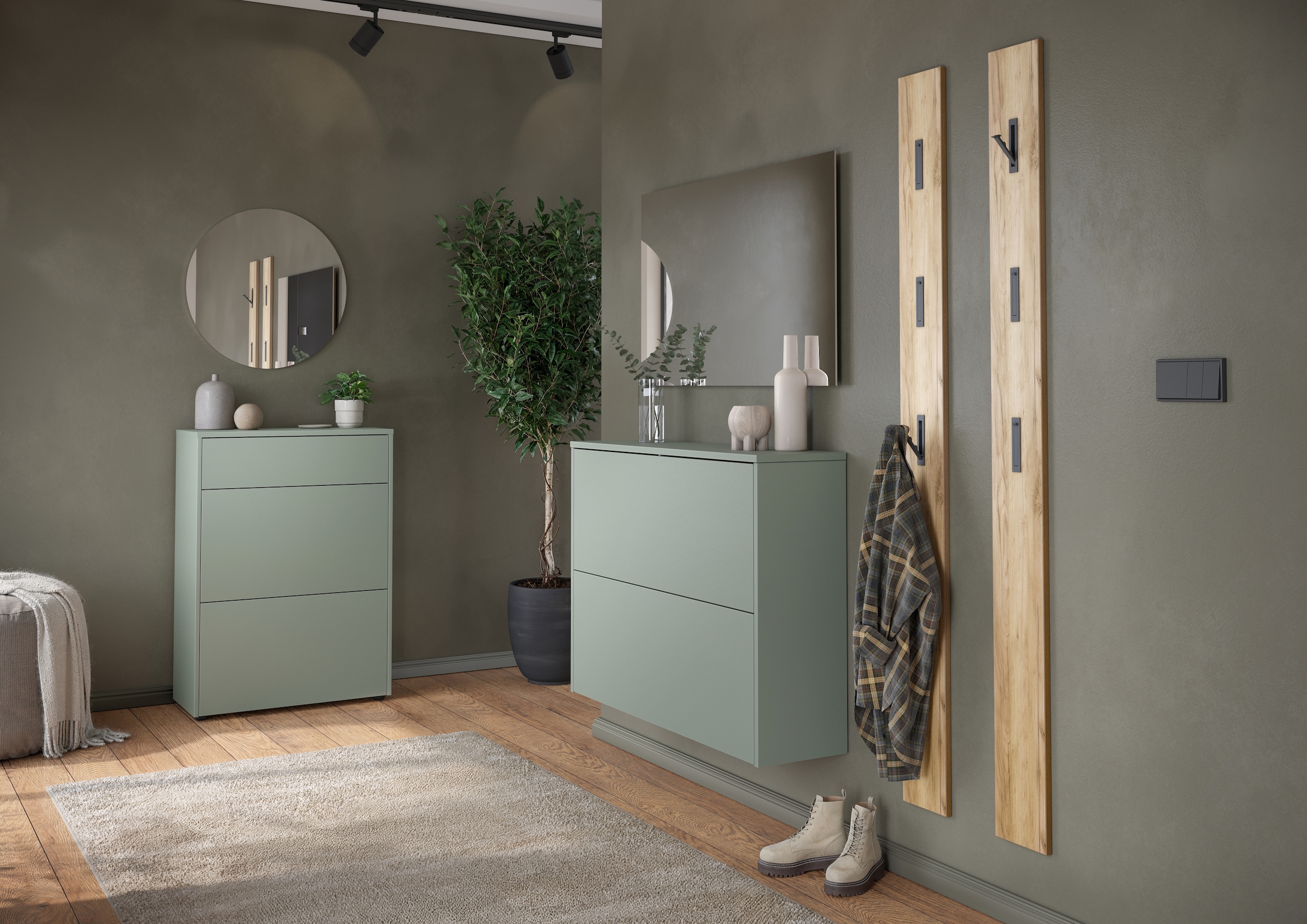 GERMANIA Armoire à chaussures »Binetto« 1 cuis tlg. Armoire à vêtements avec tiroir, ouverture par pression, étagères réglables, larg. : 70 cm
