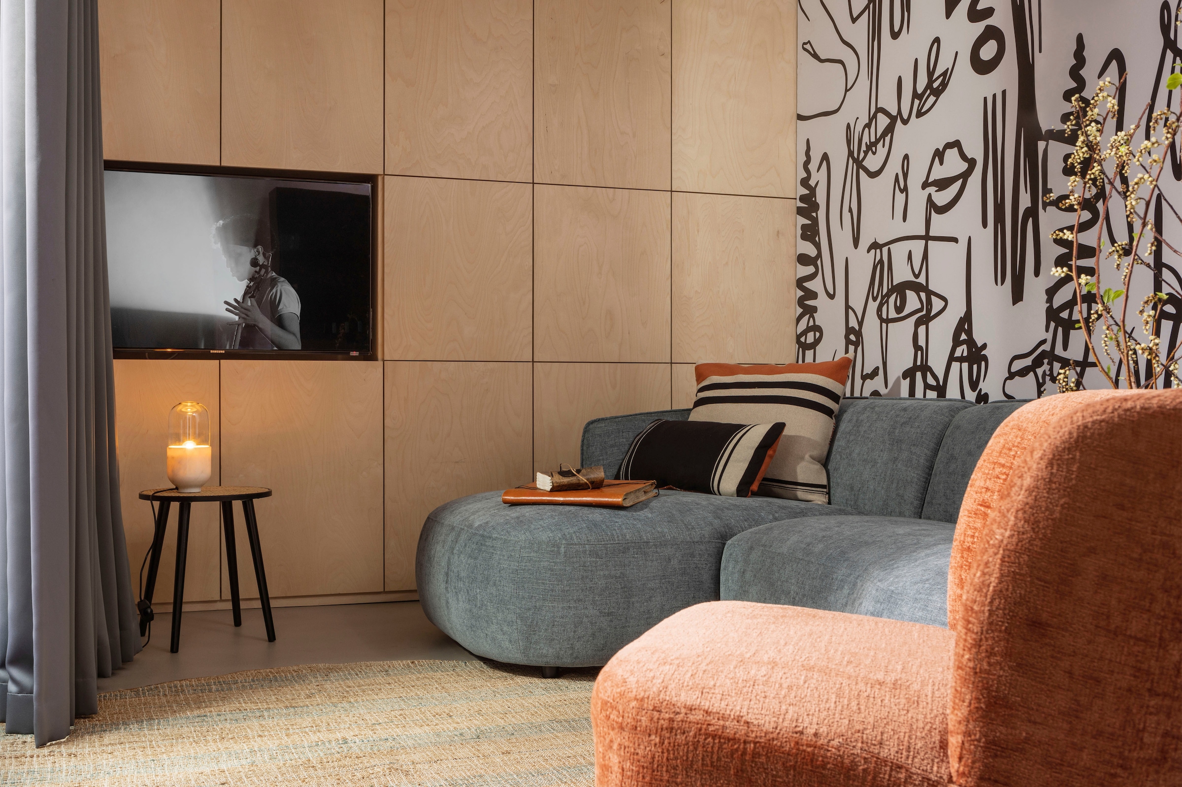 WOOOD Fauteuil pivotant »Atty mit struktur-Velvetbezug und Drehmechanismus B 74 x T 65 x H 75cm« Très haute résistance à l'usure, livré monté, capacité de charge 120 kg