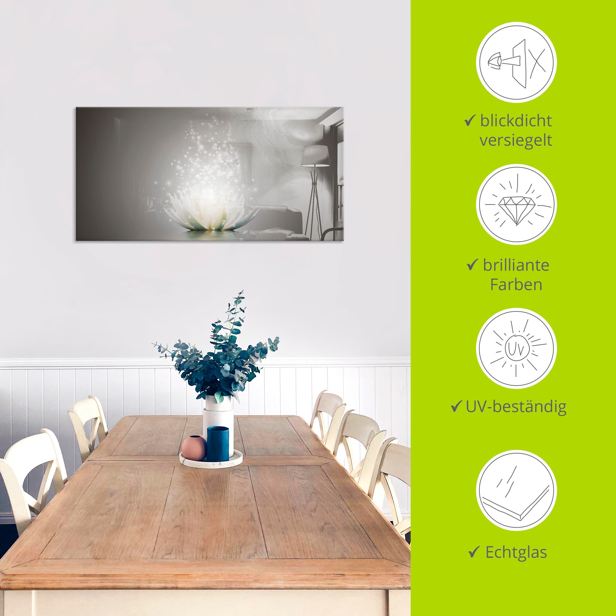 Artland Glasbild »Magie der Lotus-Blume«, Blumen, (1 St.), in verschiedenen Grössen