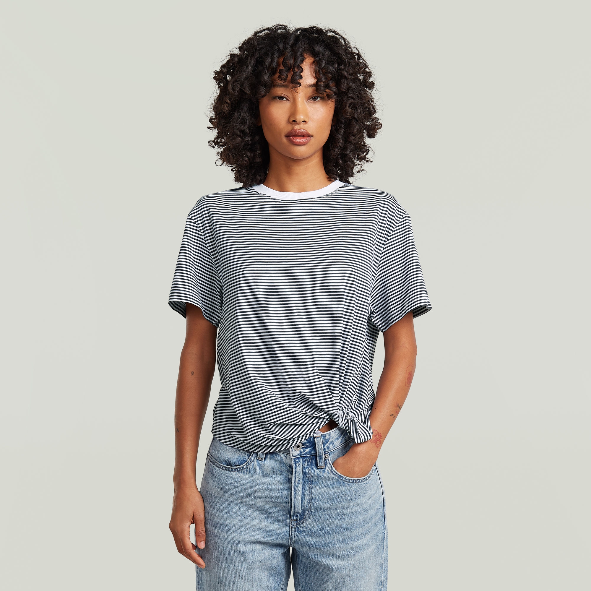 Image of G-STAR T-Shirt "Relaxed Knot" mit Knotendetail, Rundhalsform