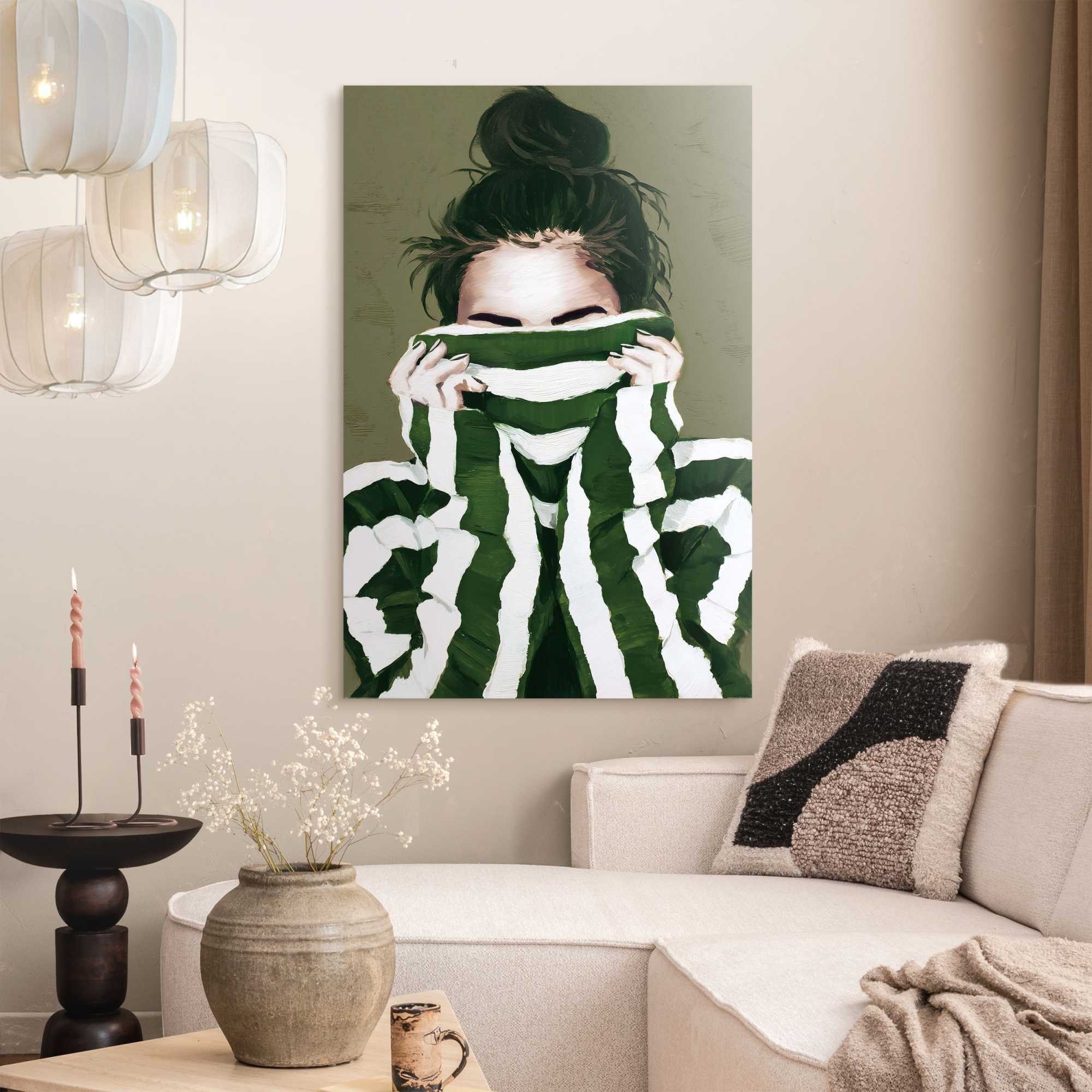 Image of Reinders Deco-Panel "Verborgener Blick" Menschen 1 Stk. tlg. Wohnzimmer - Grün - MDF - Frauen - 60x90 cm