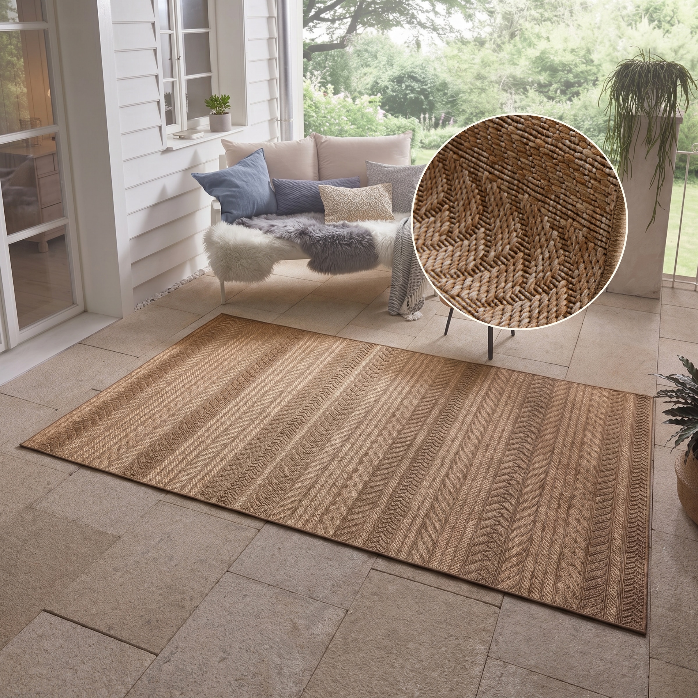 Image of NORTHRUGS Teppich "Granado" rechteckig 6 mm Höhe In- und Outdoor, Sisal Optik, Robust, Pflegeleicht, Flachgewebe