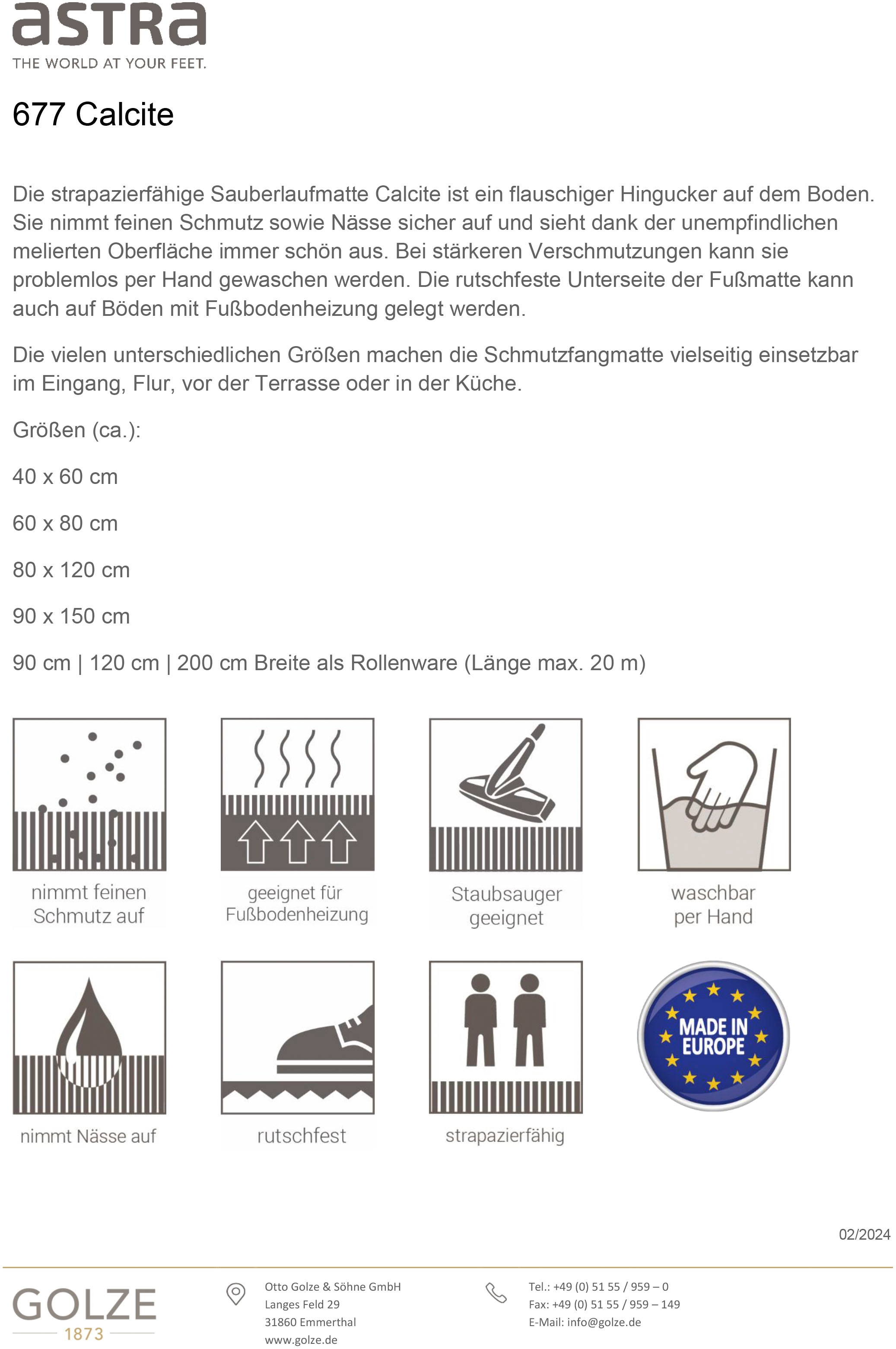 ASTRA Fussmatte »Calcite« rechteckig 10 mm Höhe Türmatte, Sauberlaufmatte, rutschfest, meliert, nimmt Schmutz auf