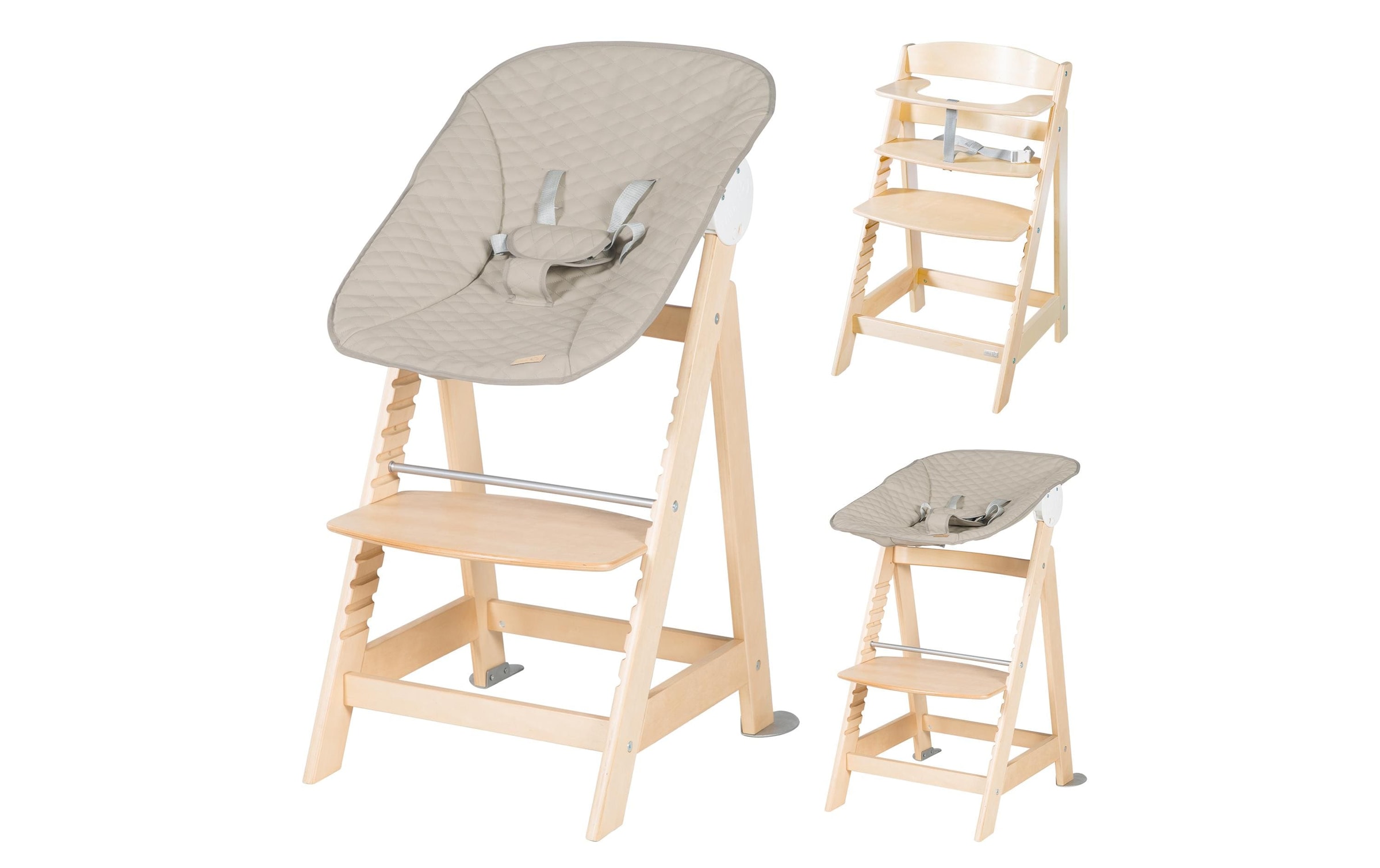 Hochstuhl »Born up Set 2-in-1 Natur, Greyish gesteppt«