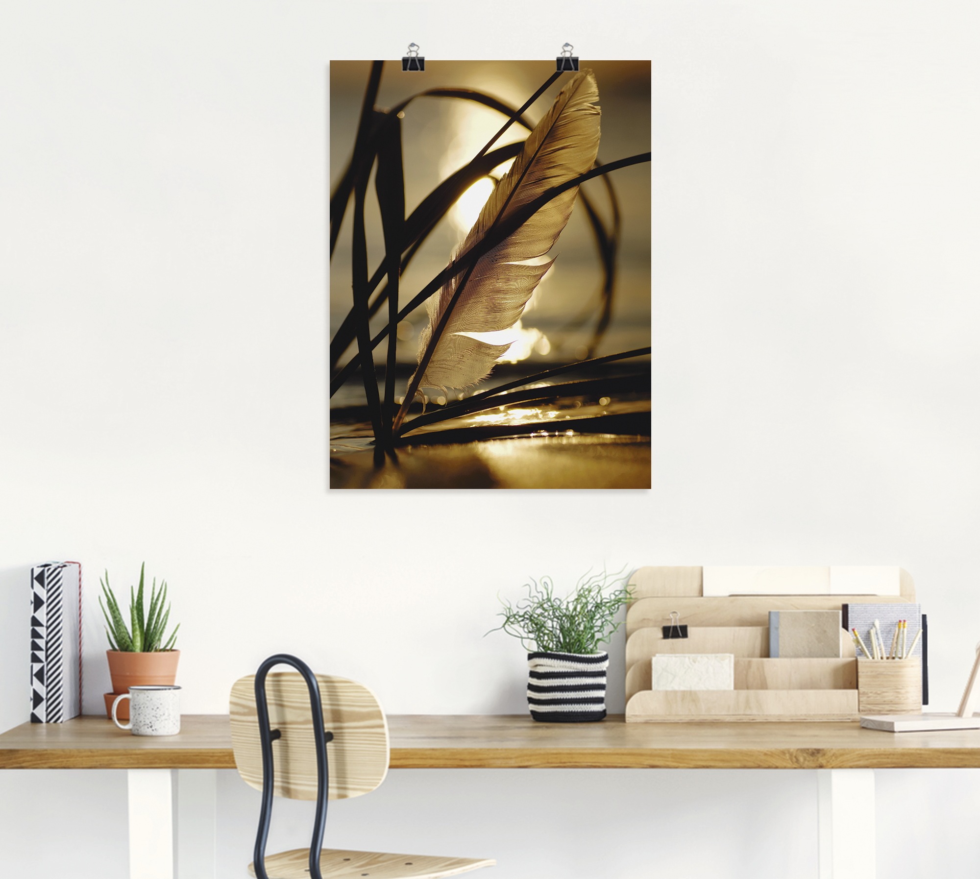 Artland Wandbild »Feder im Abendlicht« Gräser 1 Stk. tlg. als Leinwandbild, Poster in verschied. Grössen