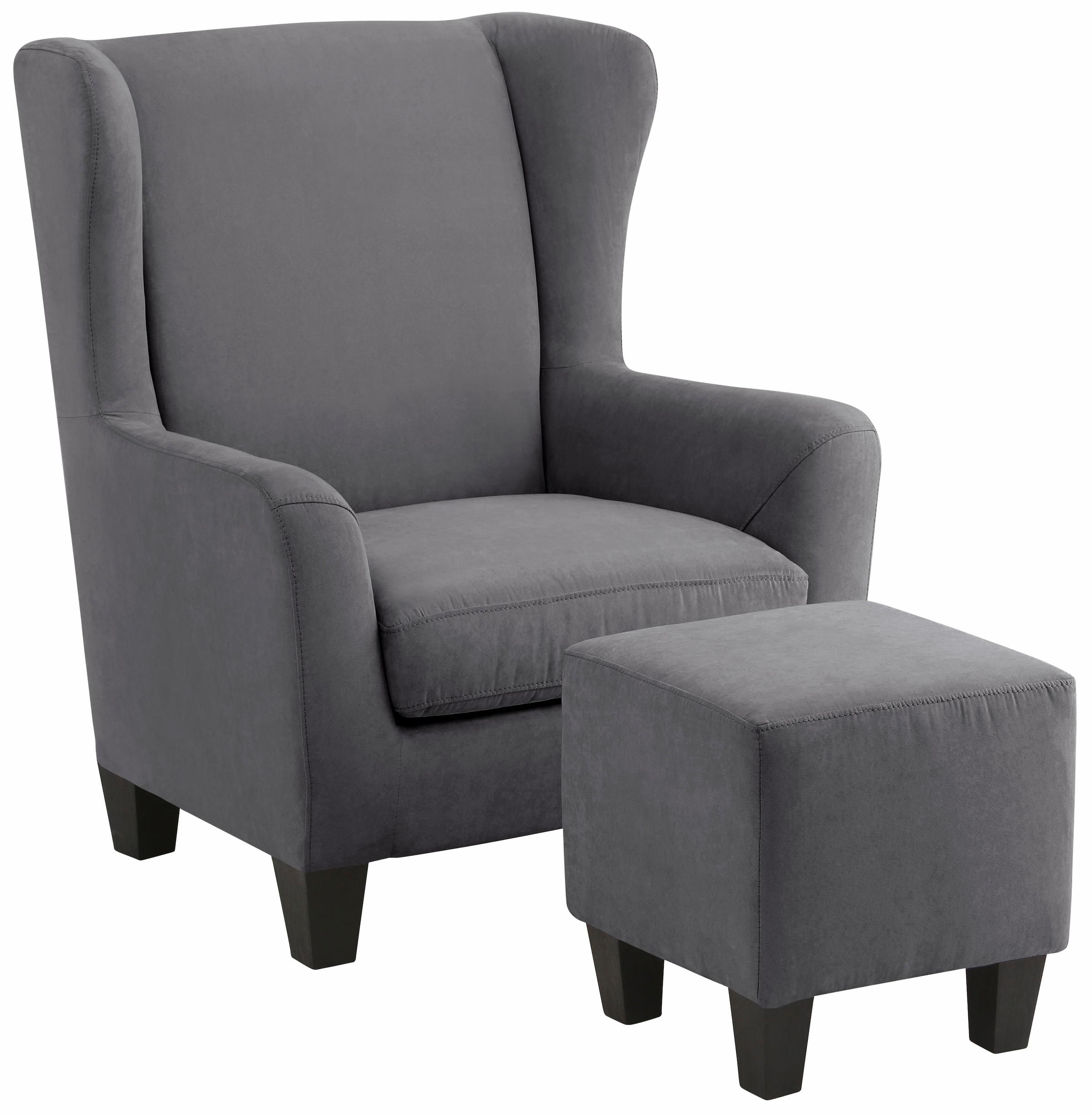 Home affaire Ohrensessel »Chilly, Sessel mit Federkern-Polsterung,«, (Set, 2 St., bestehend aus Sessel und Hocker), in Cord und Microfaser-Bezug, incl. Hocker, Unser Dauertiefpreis