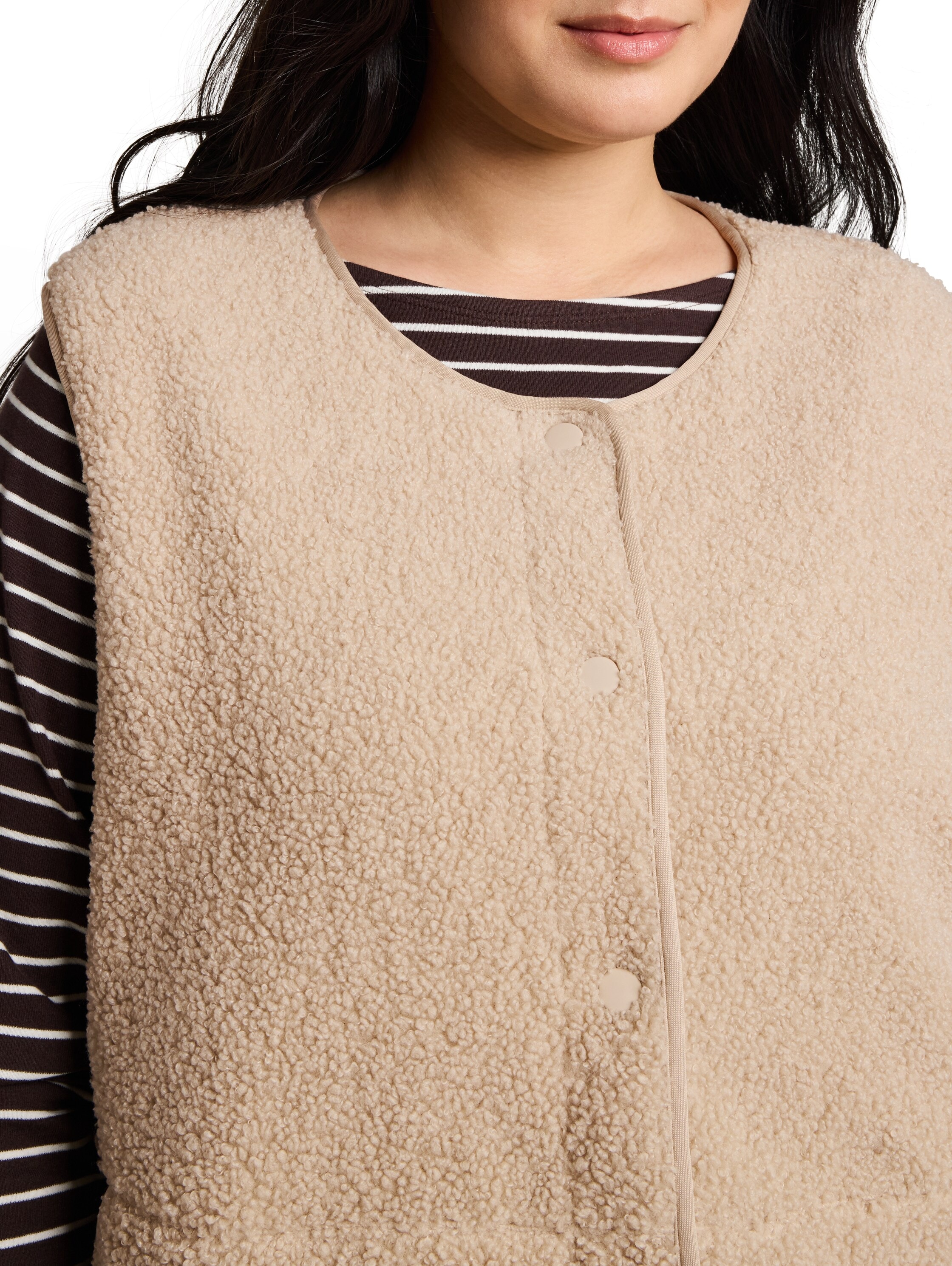 TOM TAILOR PLUS Gilet polaire »TTP Sweatshirt« avec boutons-pression / grandes tailles