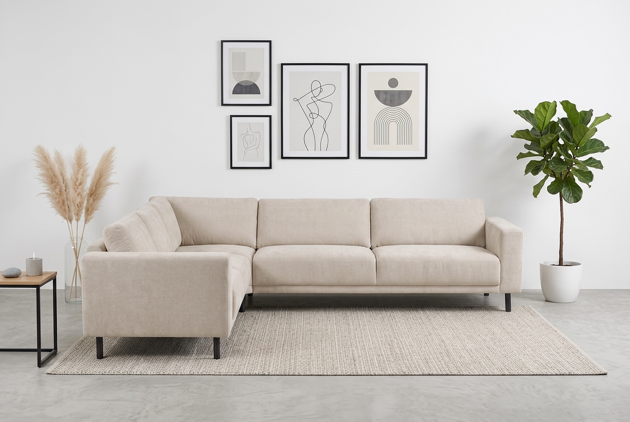 GOODproduct Ecksofa »Sveeva, L-Form, B.288 cm, schwarze Metallfüsse« langlebiger Strukturstoff, mit Wellenunterfederung, viele Farben