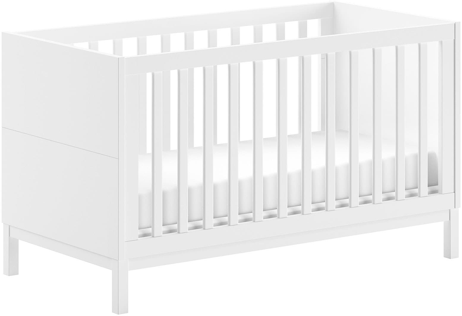Vipack Ensemble de meubles pour bébé »Set best. aus Babybett 70/140, Kommode 3 Schubladen, Wickelaufsatz« 3 cuis tlg. au design épuré, surface laquée facile d'entretien en blanc
