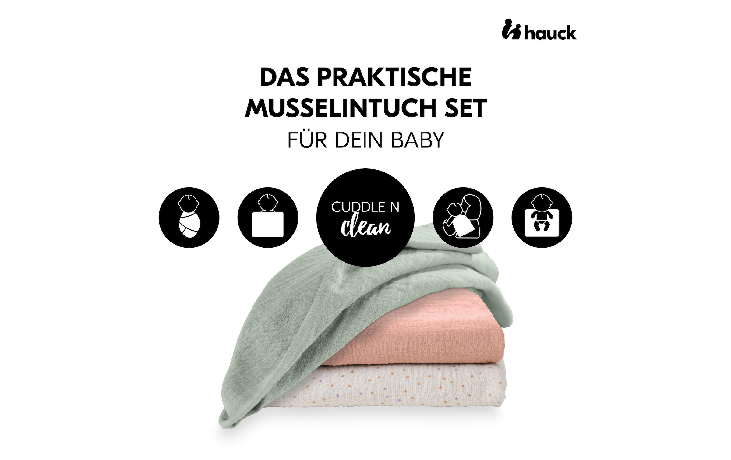 Hauck Doudou »Cuddle N Clean 3Set Sage-Beige-Dots-Cork« 3 tlg.