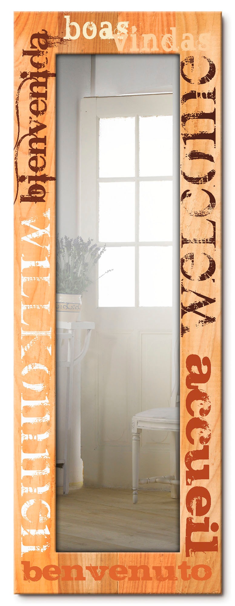 Image of Artland Dekospiegel »Willkommen«, gerahmter Ganzkörperspiegel mit Motivrahmen, geeignet für kleinen, schmalen Flur, Flurspiegel, Mirror Spiegel gerahmt zum Aufhängen bei Ackermann Versand Schweiz