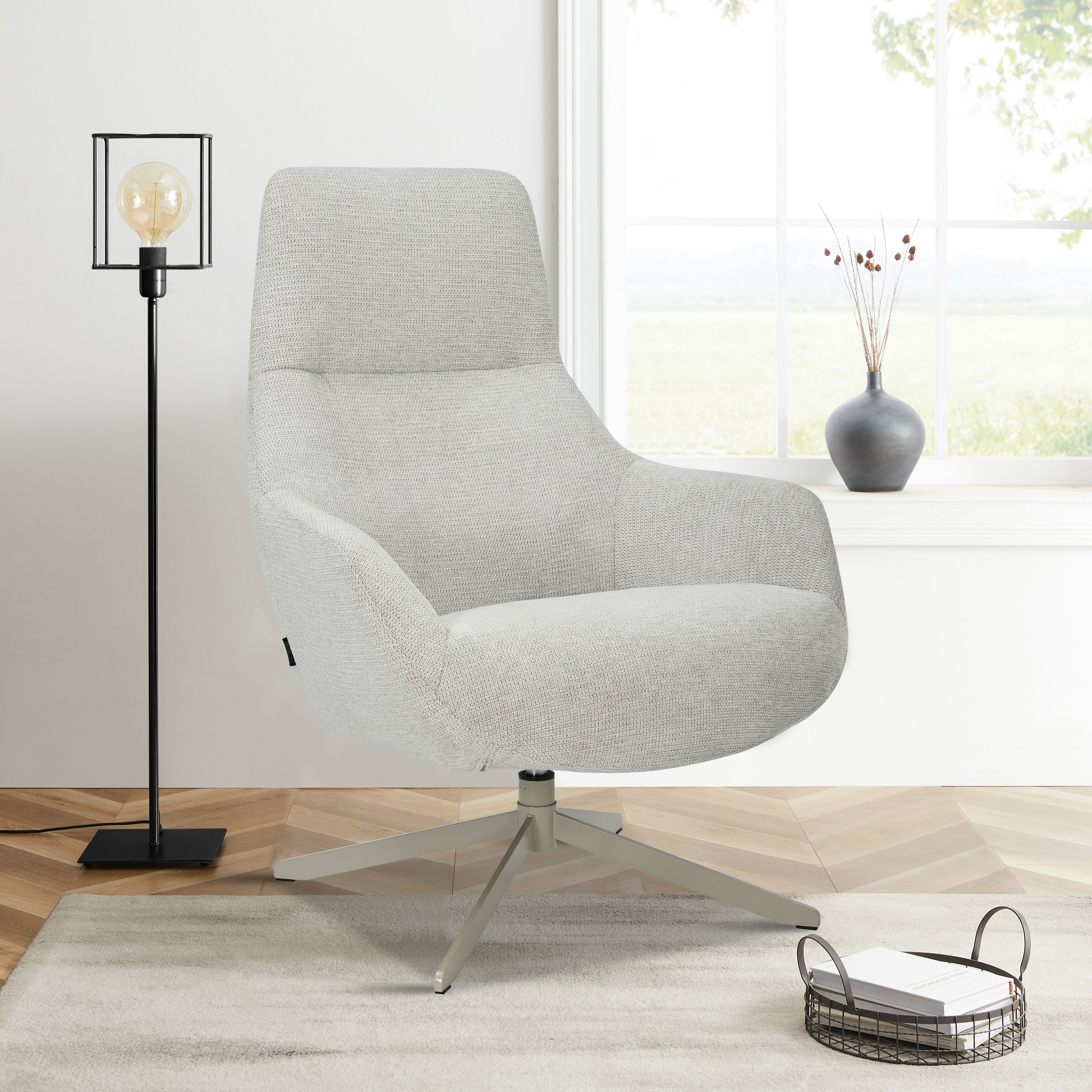 GOODproduct Fauteuil pivotant »CLARINDA moderner Ohrensessel drehbar, TV-Sessel, Relaxsessel« 360-Grad drehbar, robustes Metallgestell,