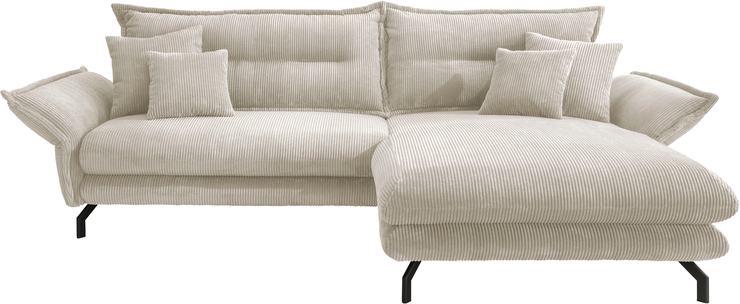 Home affaire Ecksofa »LAVA Breite 255 cm, modern und elegant, aktuelle Kissenoptik, L-Form« Armlehnen verstellbar